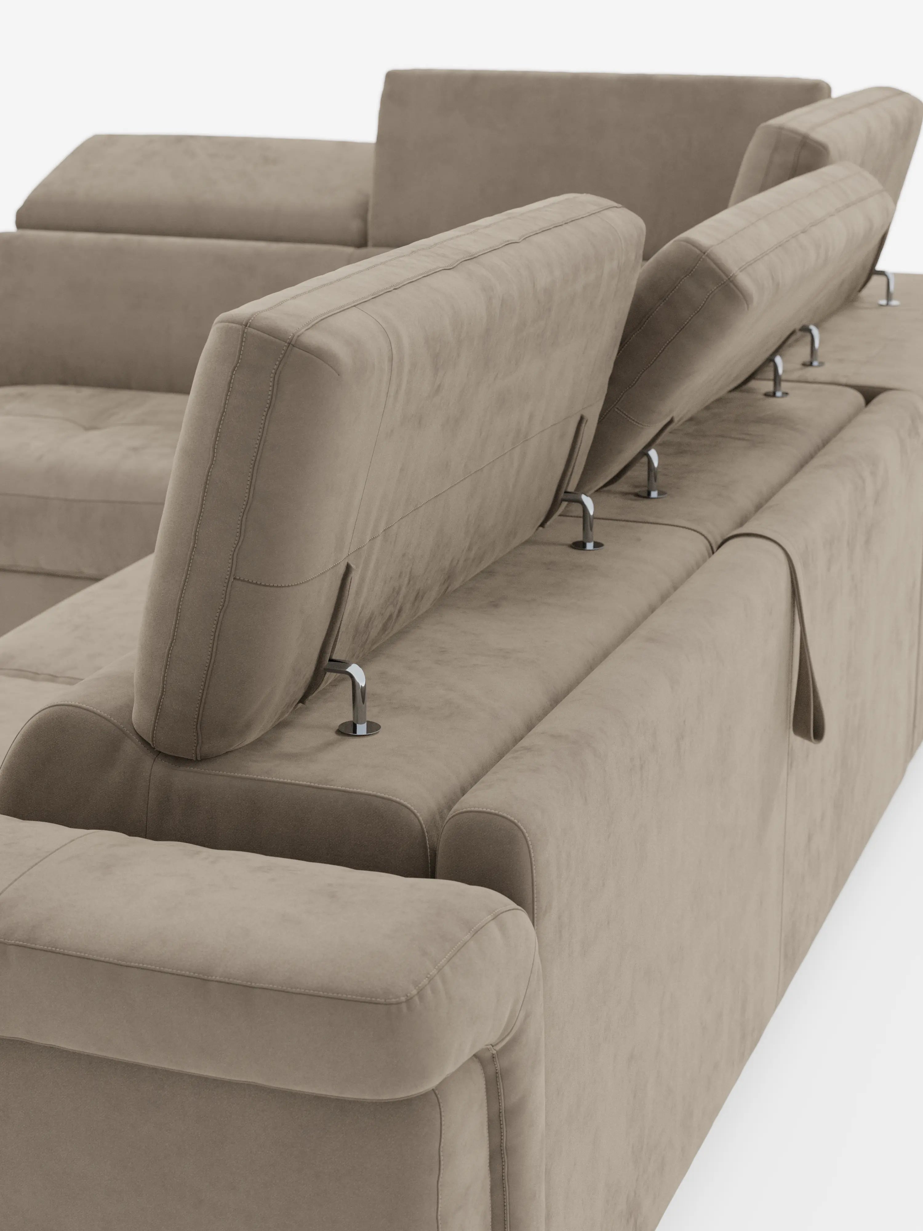 Capri canapé d'angle convertible avec Têtières Réglables et Matelas haute performance en Tissu Effet Velours Détachable T30