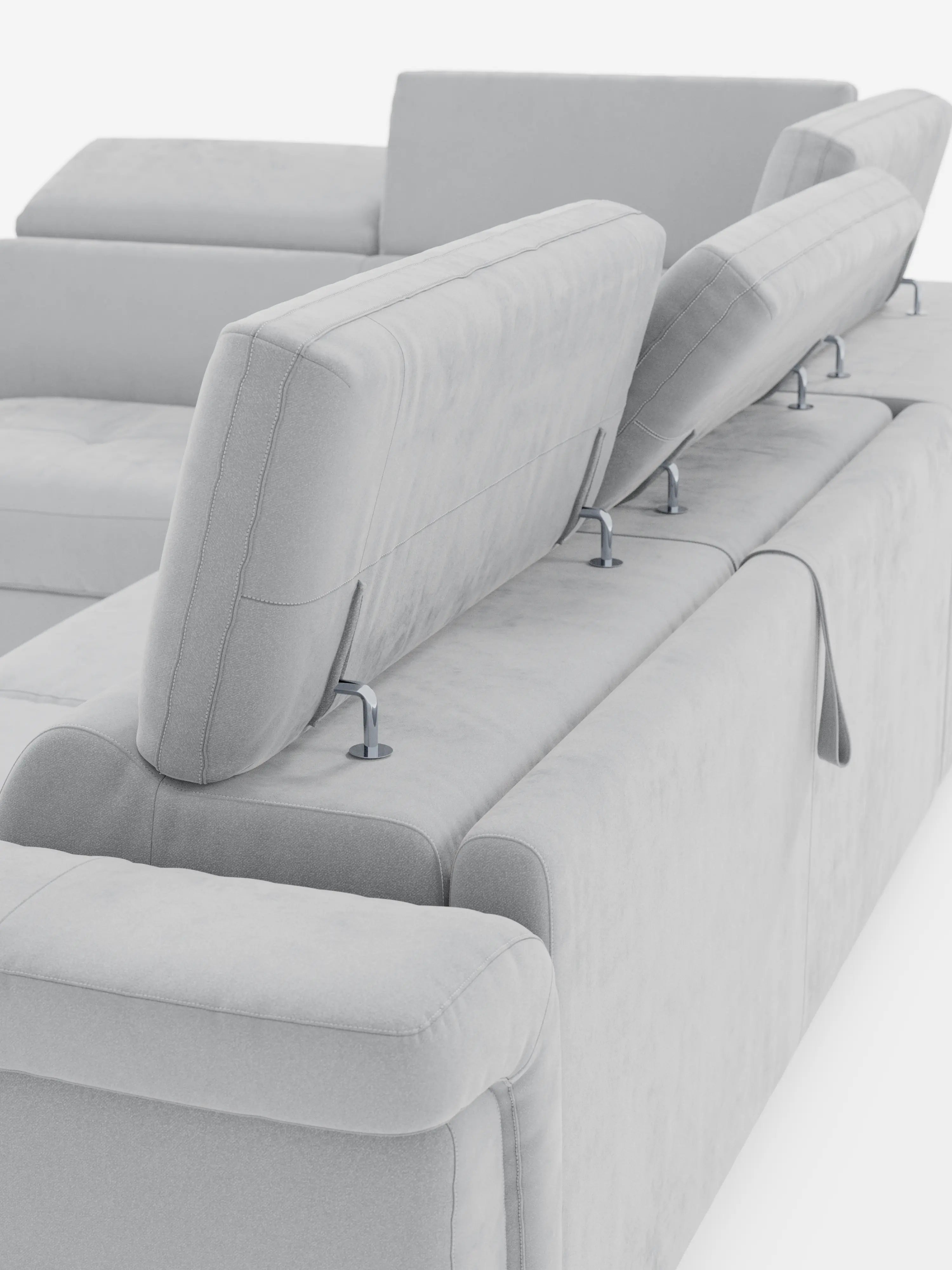 Capri canapé d'angle convertible avec Têtières Réglables et Matelas haute performance en Tissu Effet Velours Détachable T30