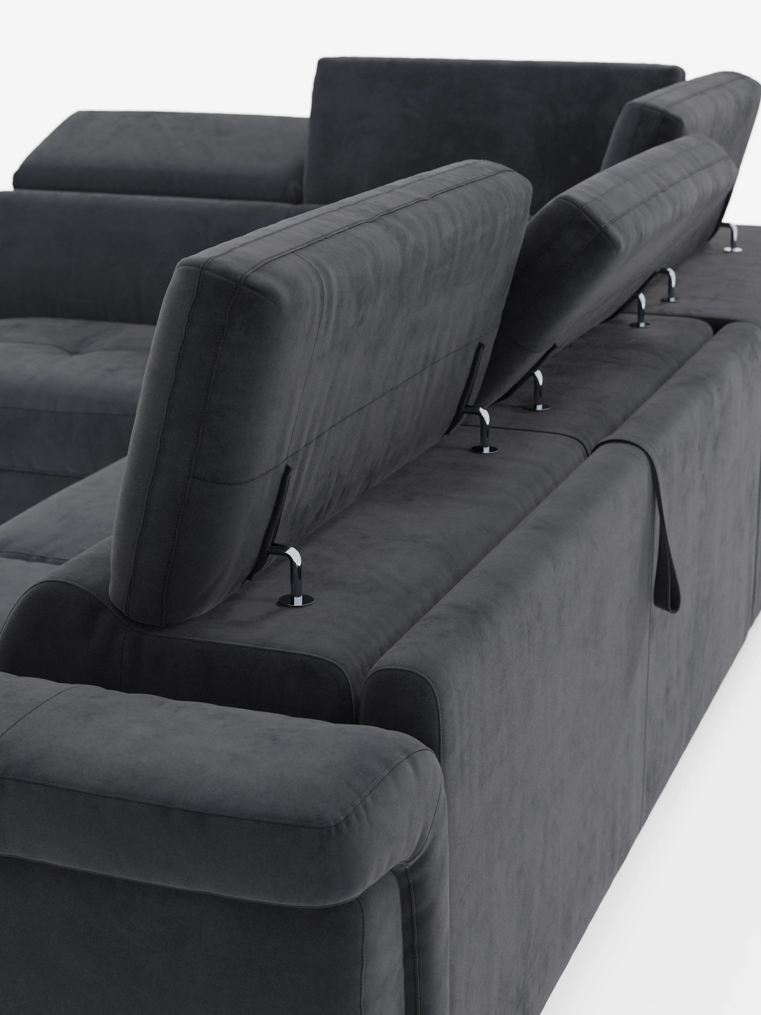 Capri canapé d'angle convertible avec Têtières Réglables et Matelas haute performance en Tissu Effet Velours Détachable T30