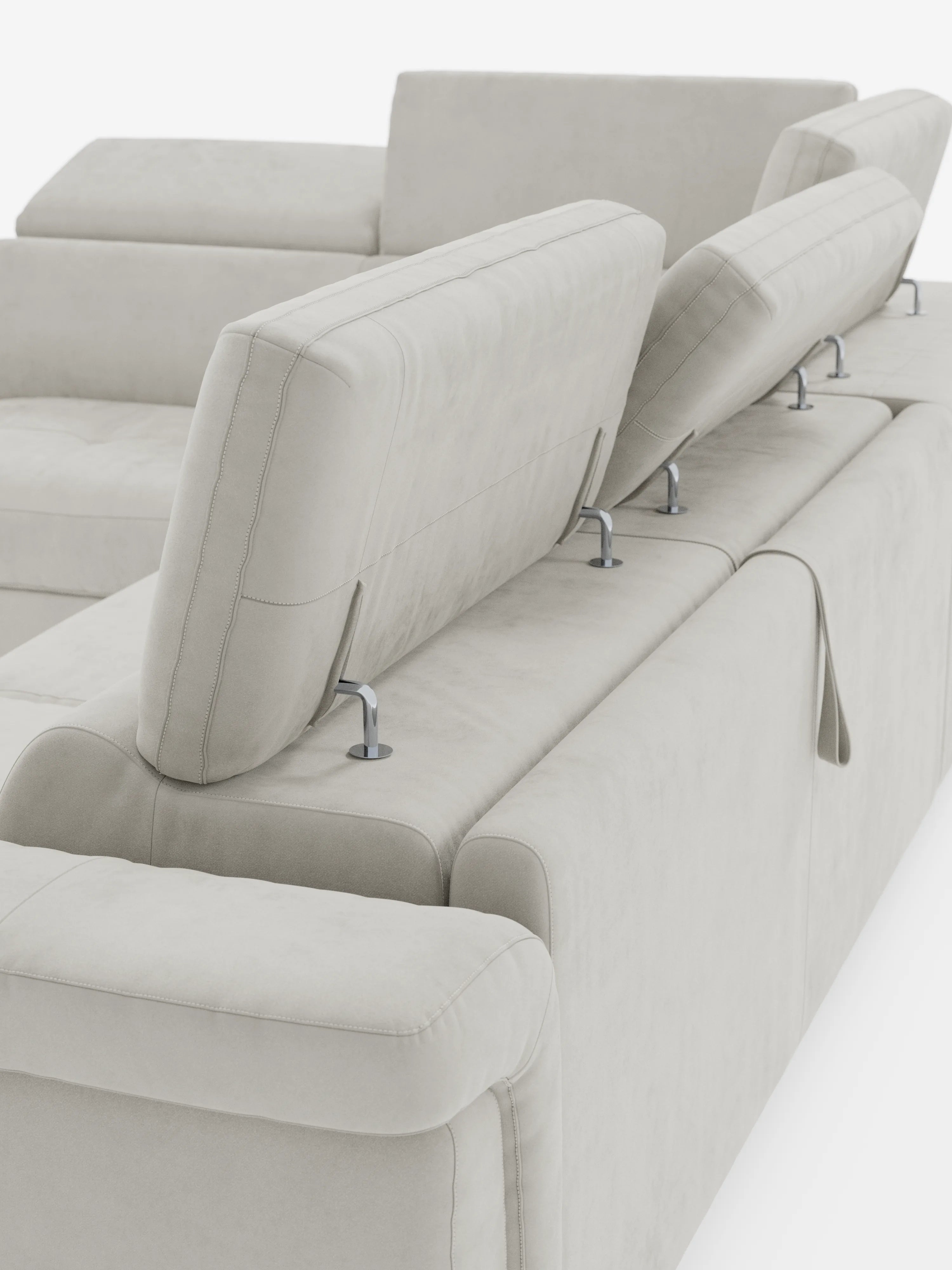 Capri canapé d'angle convertible avec Têtières Réglables et Matelas haute performance en Tissu Effet Velours Détachable T30