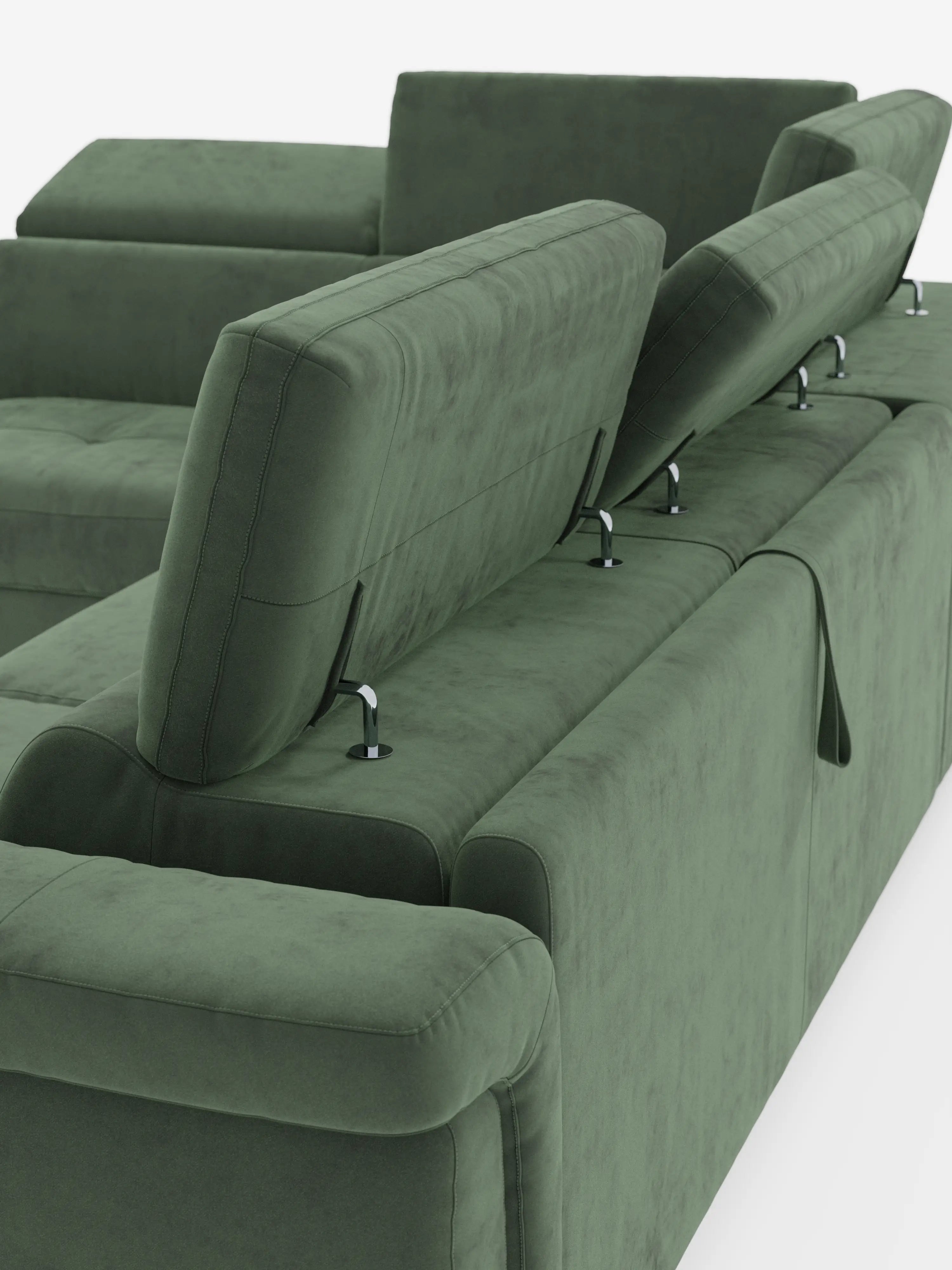Capri canapé d'angle convertible avec Têtières Réglables et Matelas haute performance en Tissu Effet Velours Détachable T30