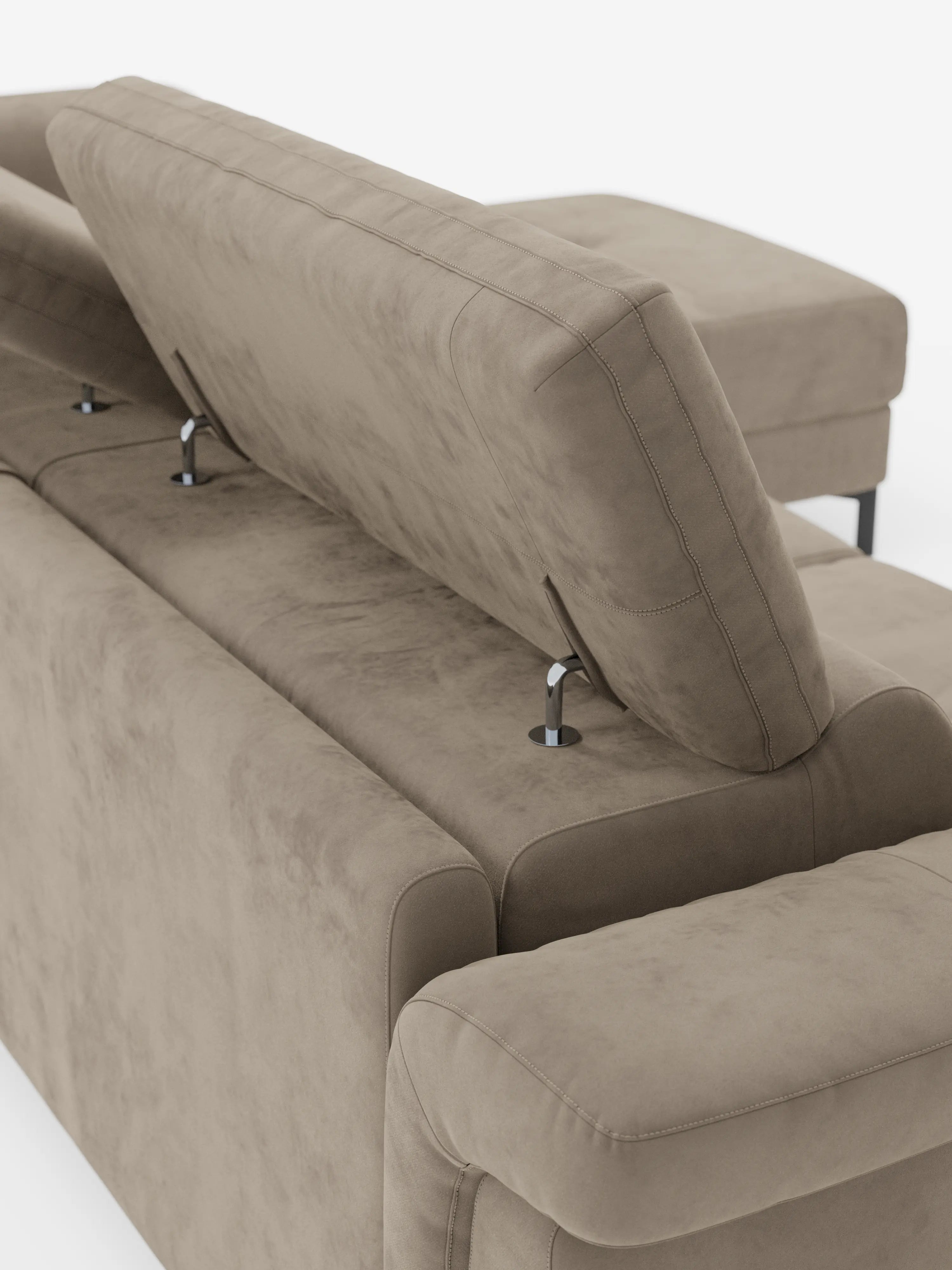 Capri canapé convertible avec méridienne coffre et têtières réglables - Tissu Effet Velours Détachable T30