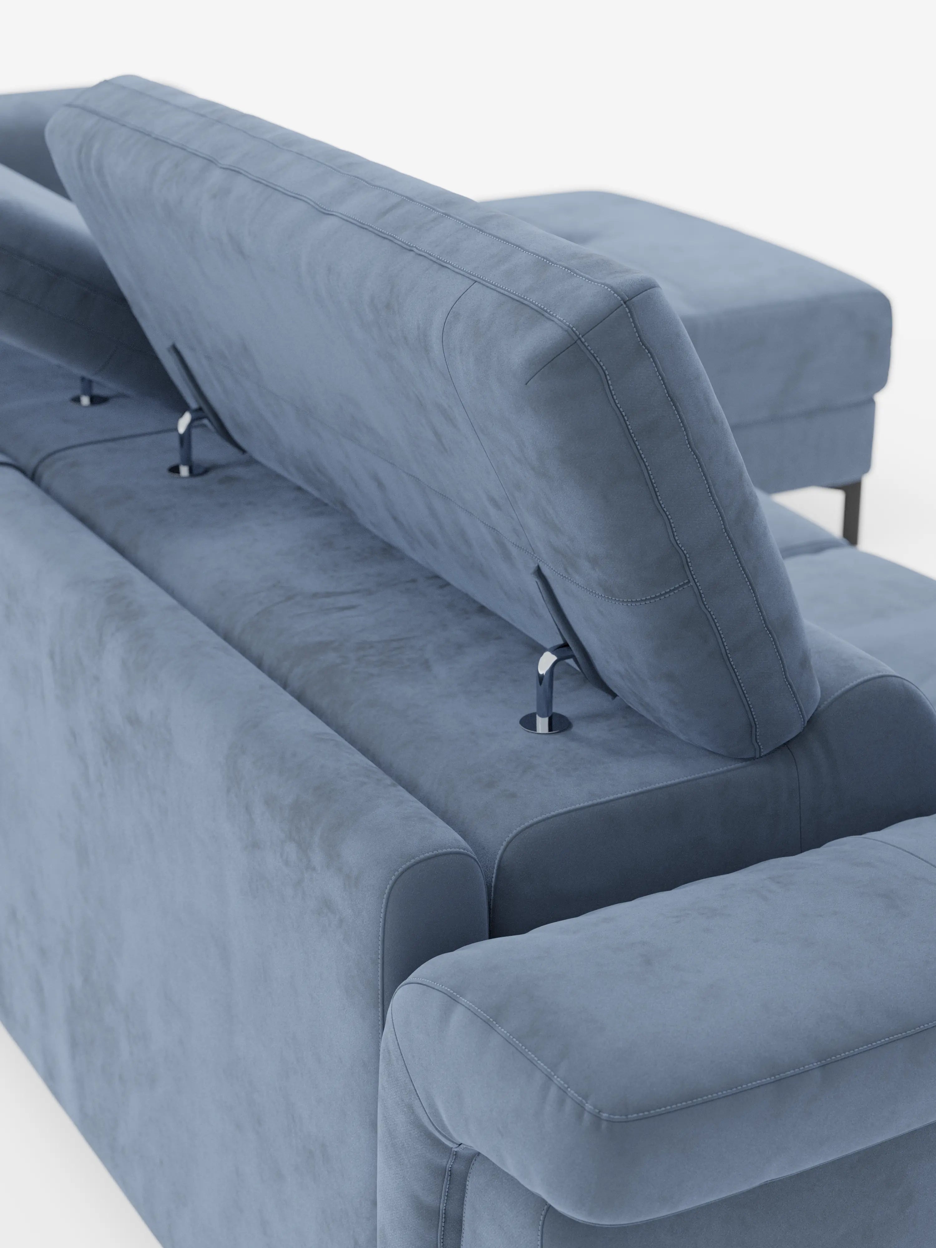 Capri canapé convertible avec méridienne coffre et têtières réglables - Tissu Effet Velours Détachable T30