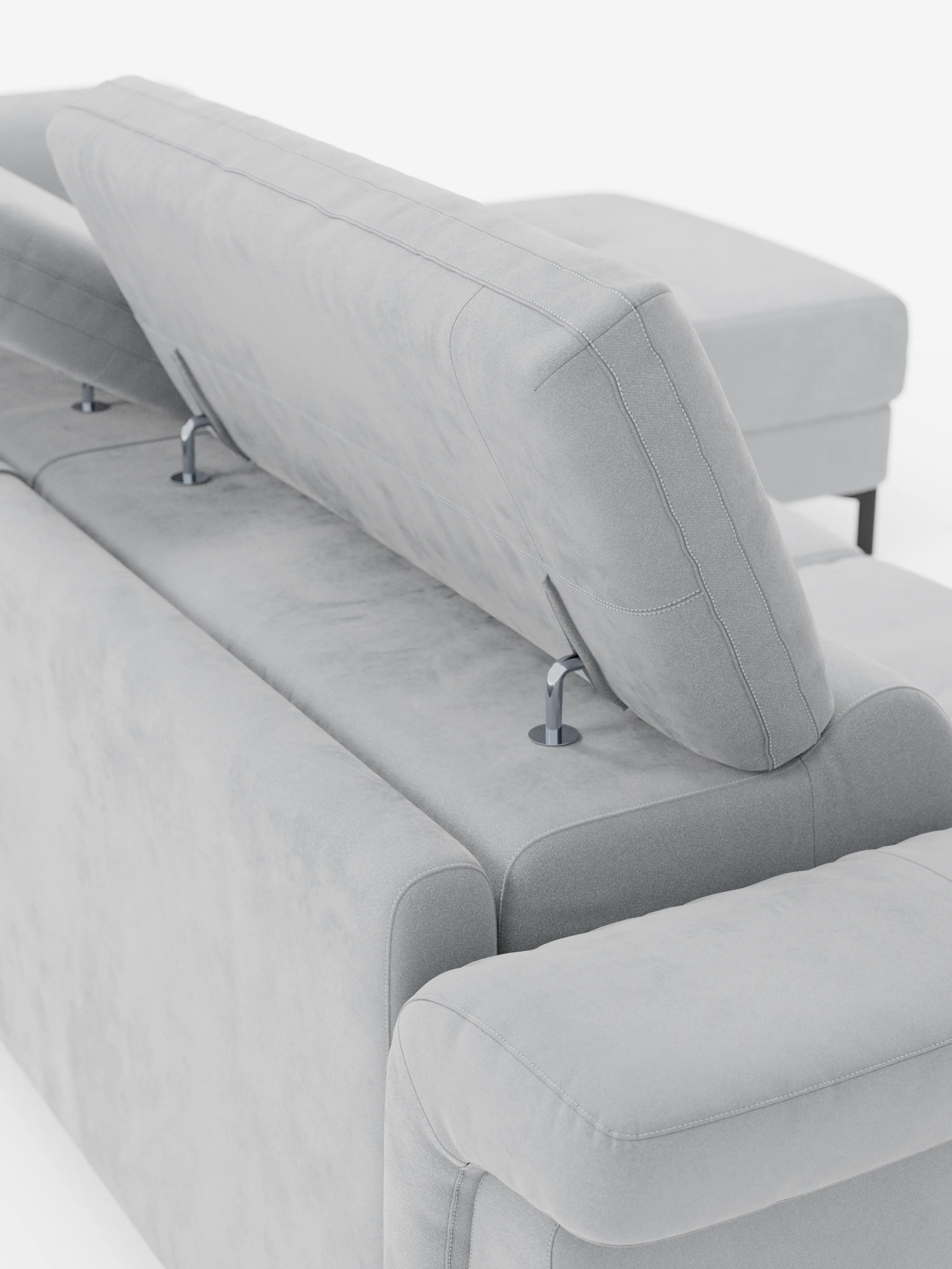 Capri canapé convertible avec méridienne coffre et têtières réglables - Tissu Effet Velours Détachable T30