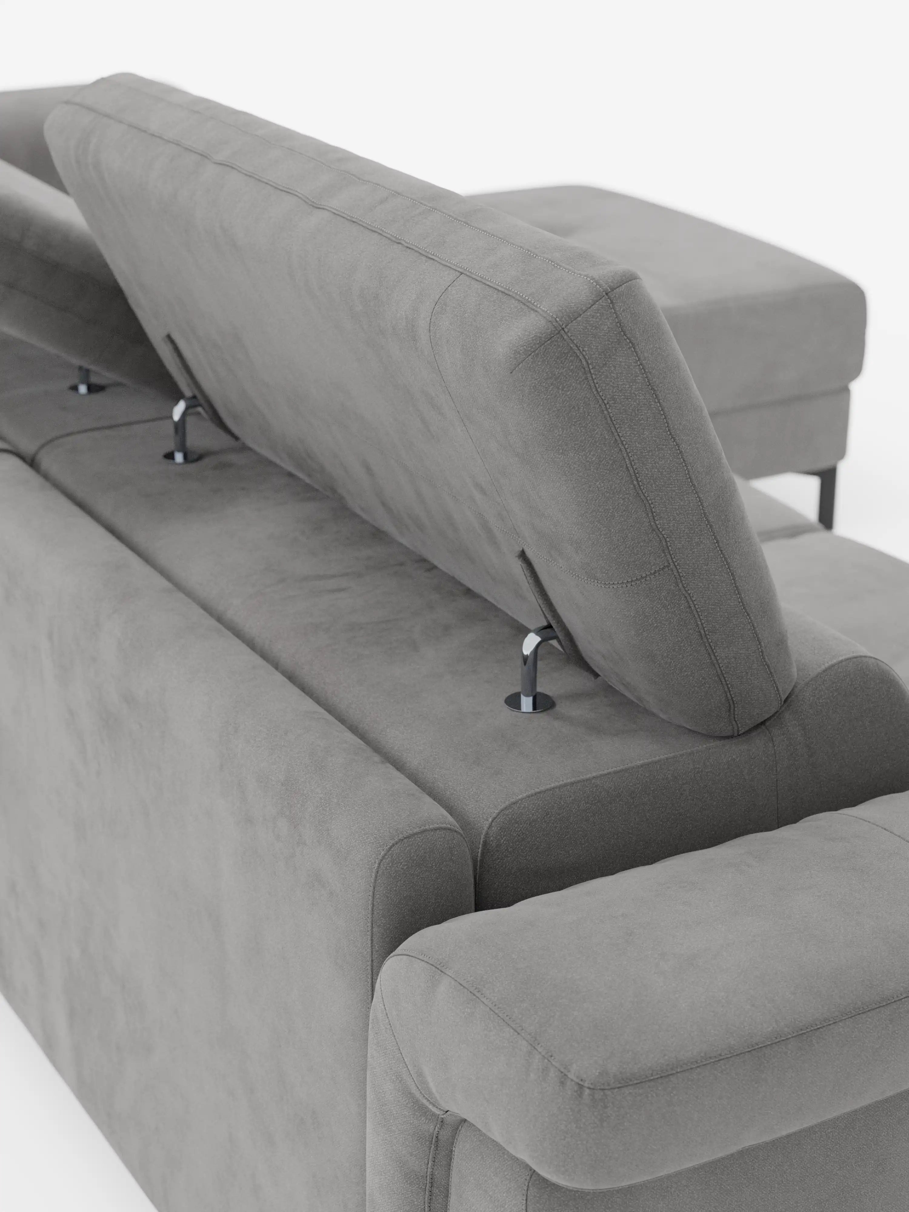Capri canapé convertible avec méridienne coffre et têtières réglables - Tissu Effet Velours Détachable T30