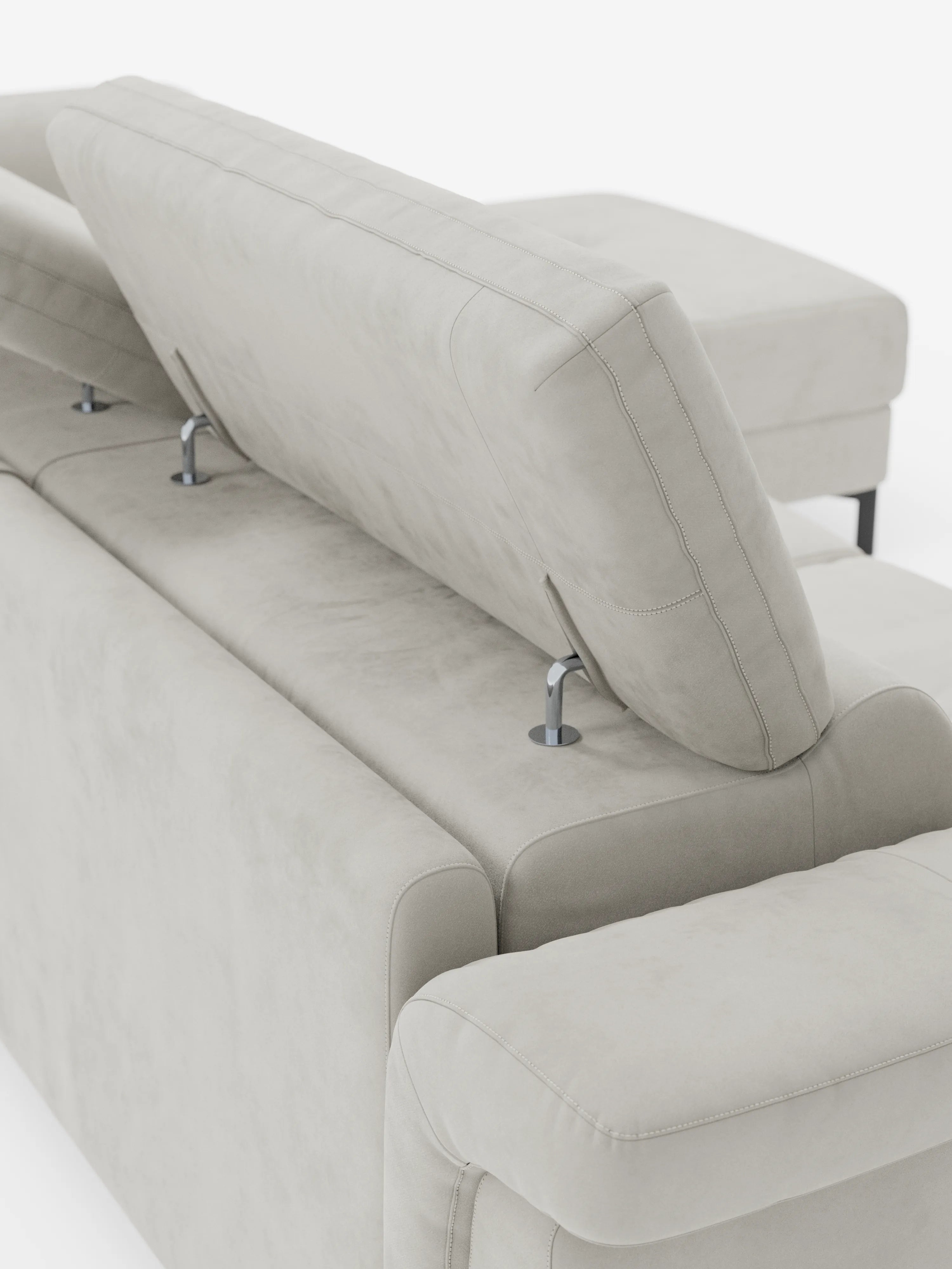 Capri canapé convertible avec méridienne coffre et têtières réglables - Tissu Effet Velours Détachable T30