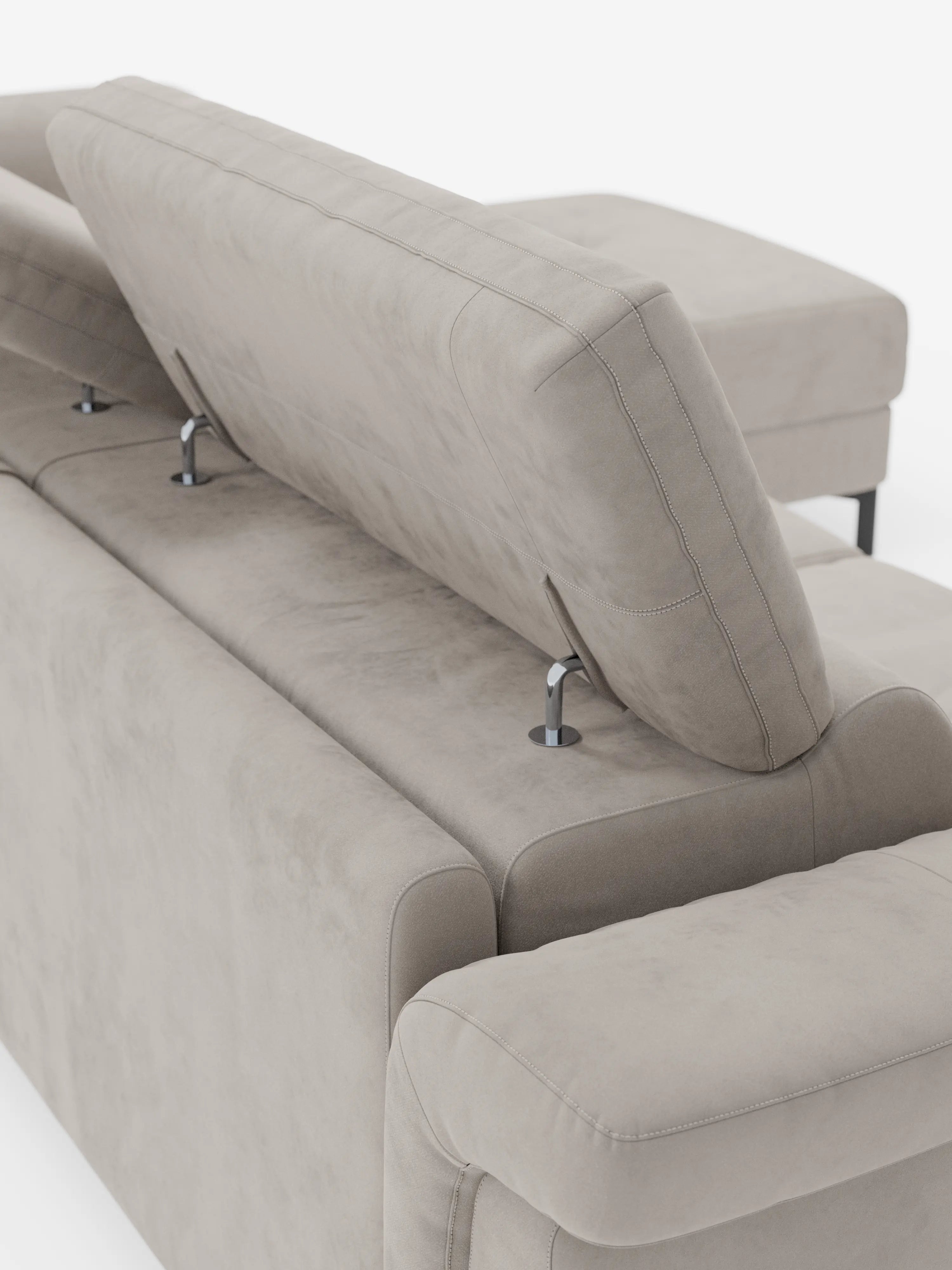 Capri canapé convertible avec méridienne coffre et têtières réglables - Tissu Effet Velours Détachable T30