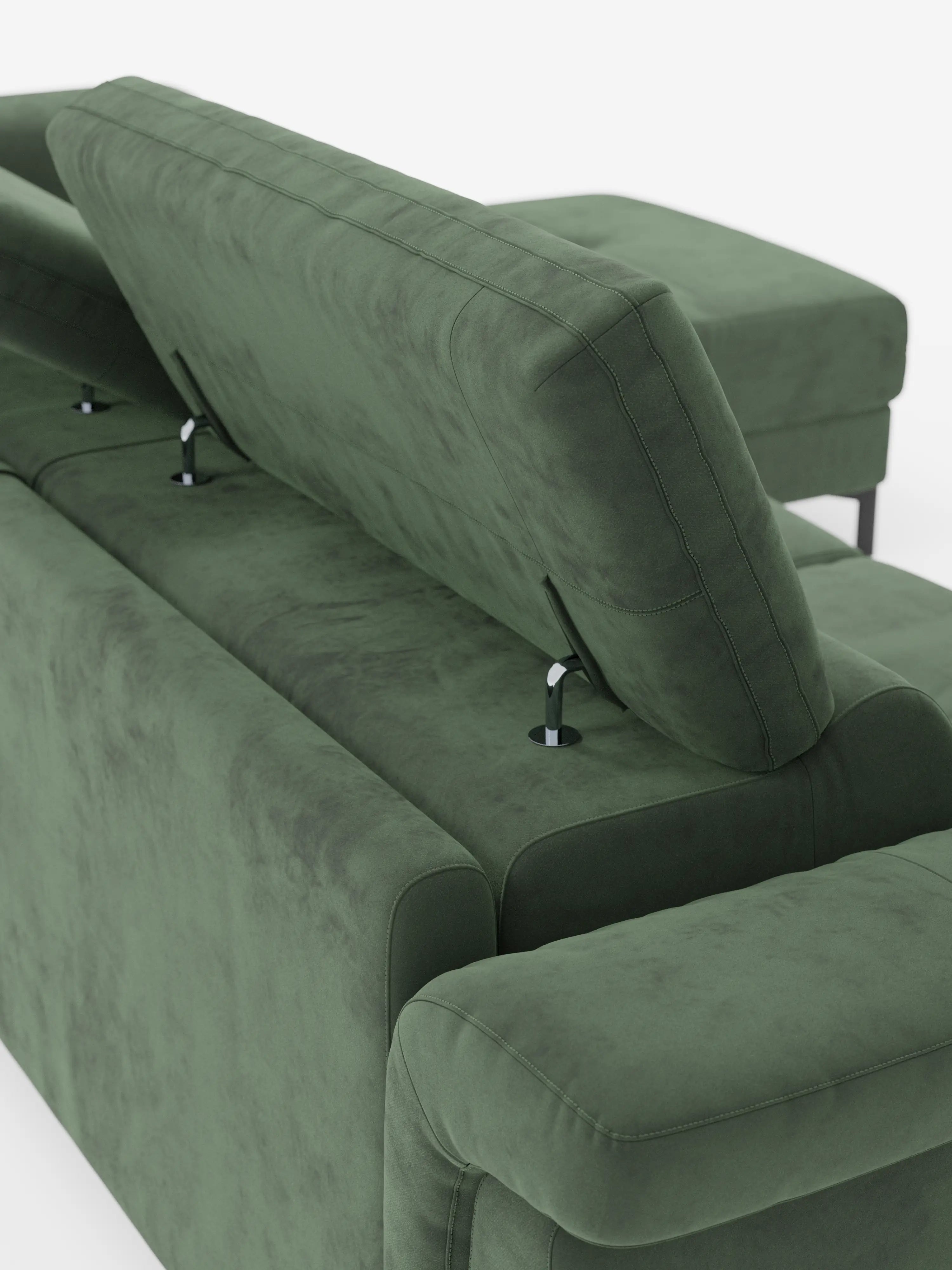 Capri canapé convertible avec méridienne coffre et têtières réglables - Tissu Effet Velours Détachable T30