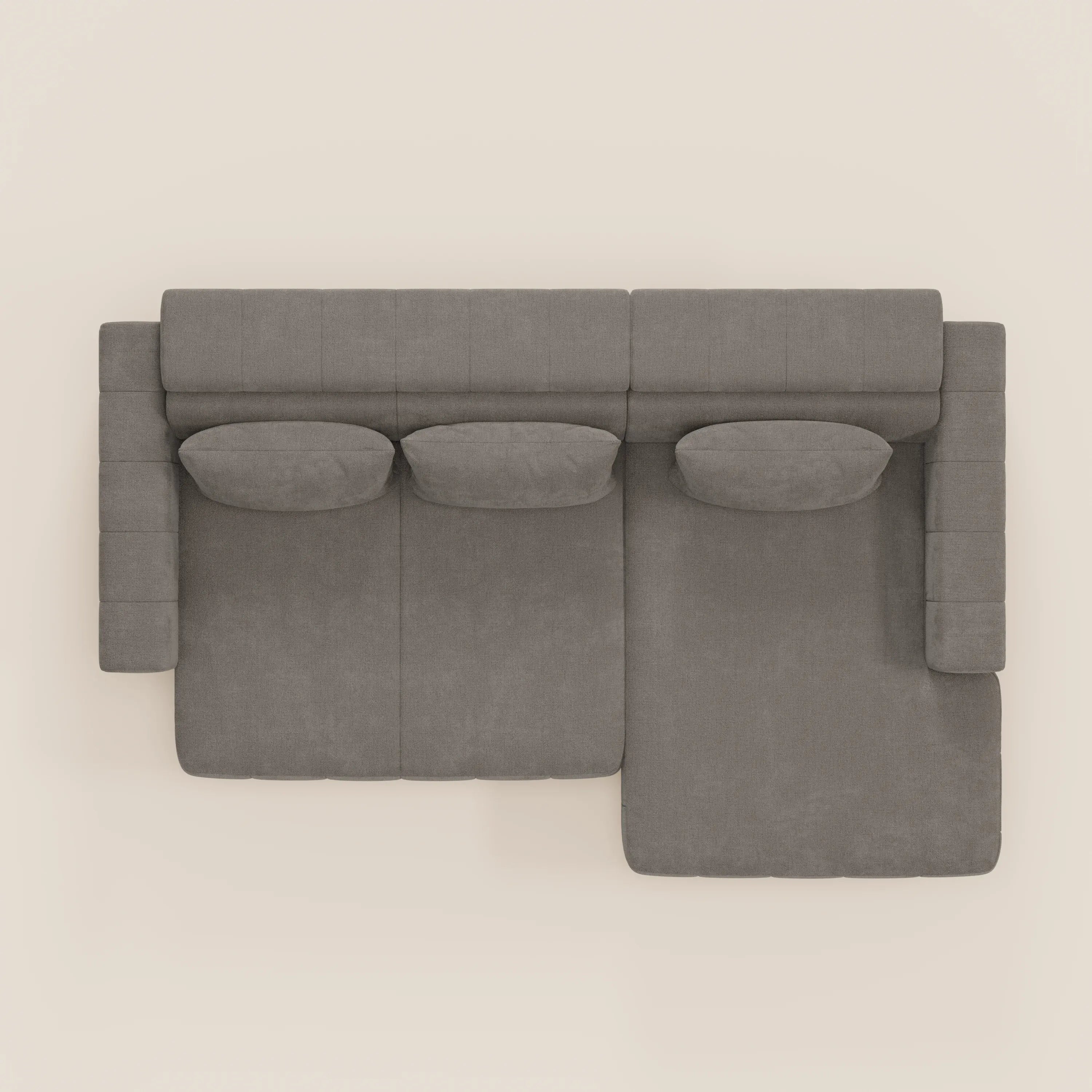 Doric Divano angolare con penisola e sedute allungabili con relax elettrico - poggiatesta reclinabili in tessuto smacchiabile T23