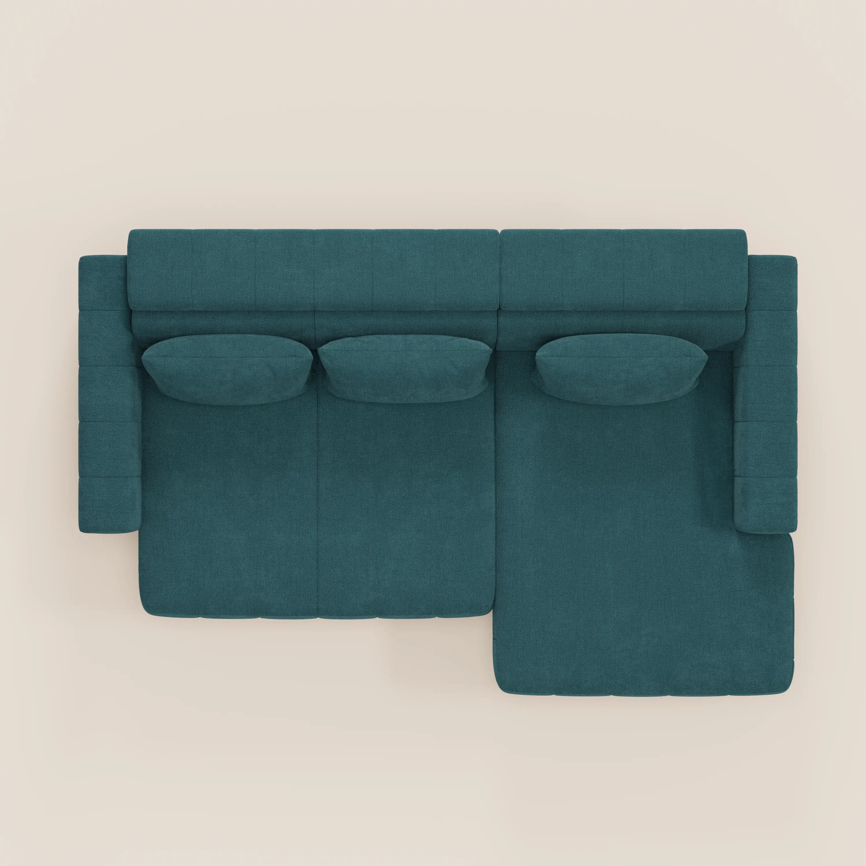 Doric Divano angolare con penisola e sedute allungabili con relax elettrico - poggiatesta reclinabili in tessuto smacchiabile T23