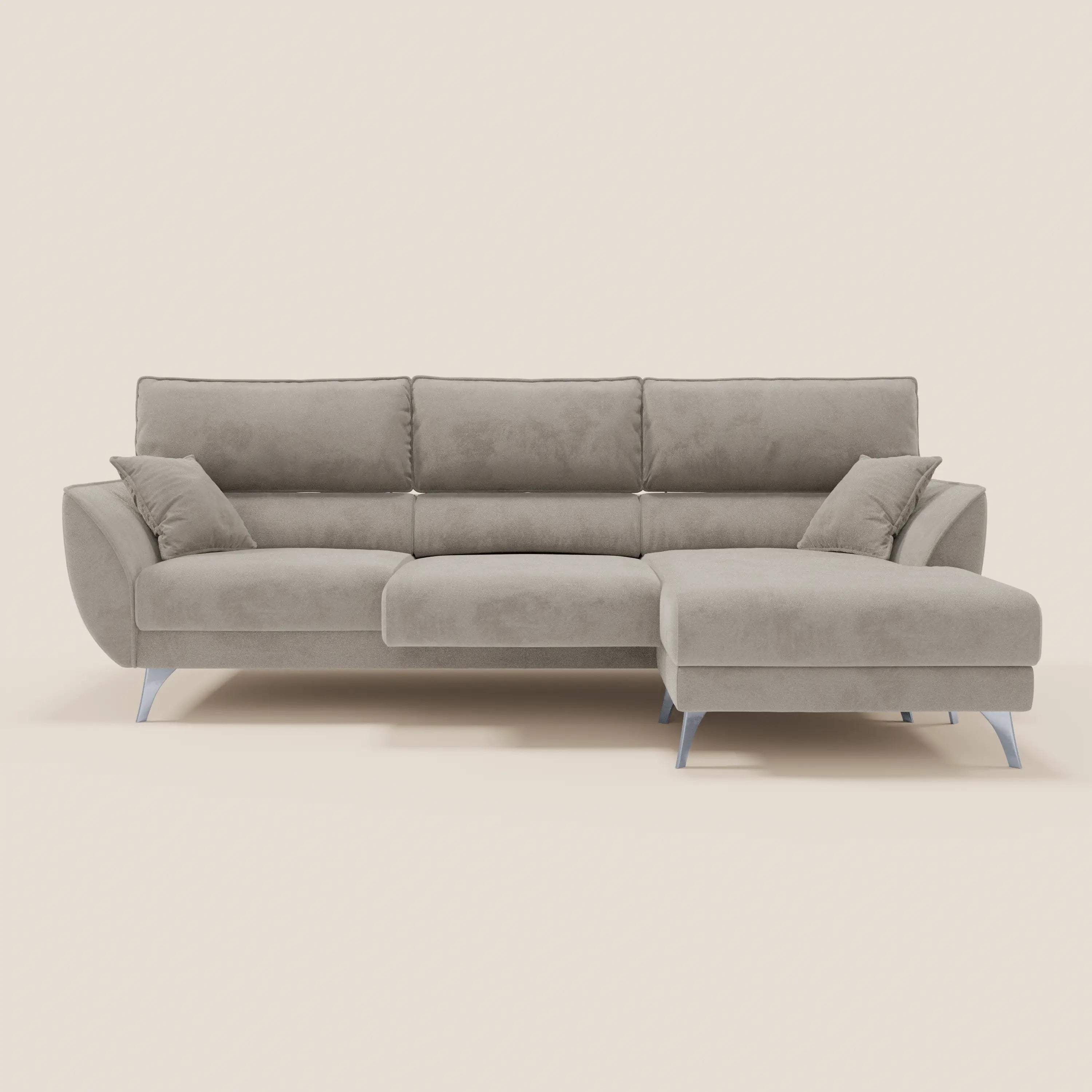 Michelangelo Divano Angolare con Penisola e Sedute Estensibili - Poggiatesta reclinabili in raffinato tessuto smacchiabile effetto vellutino T30 - divani.store