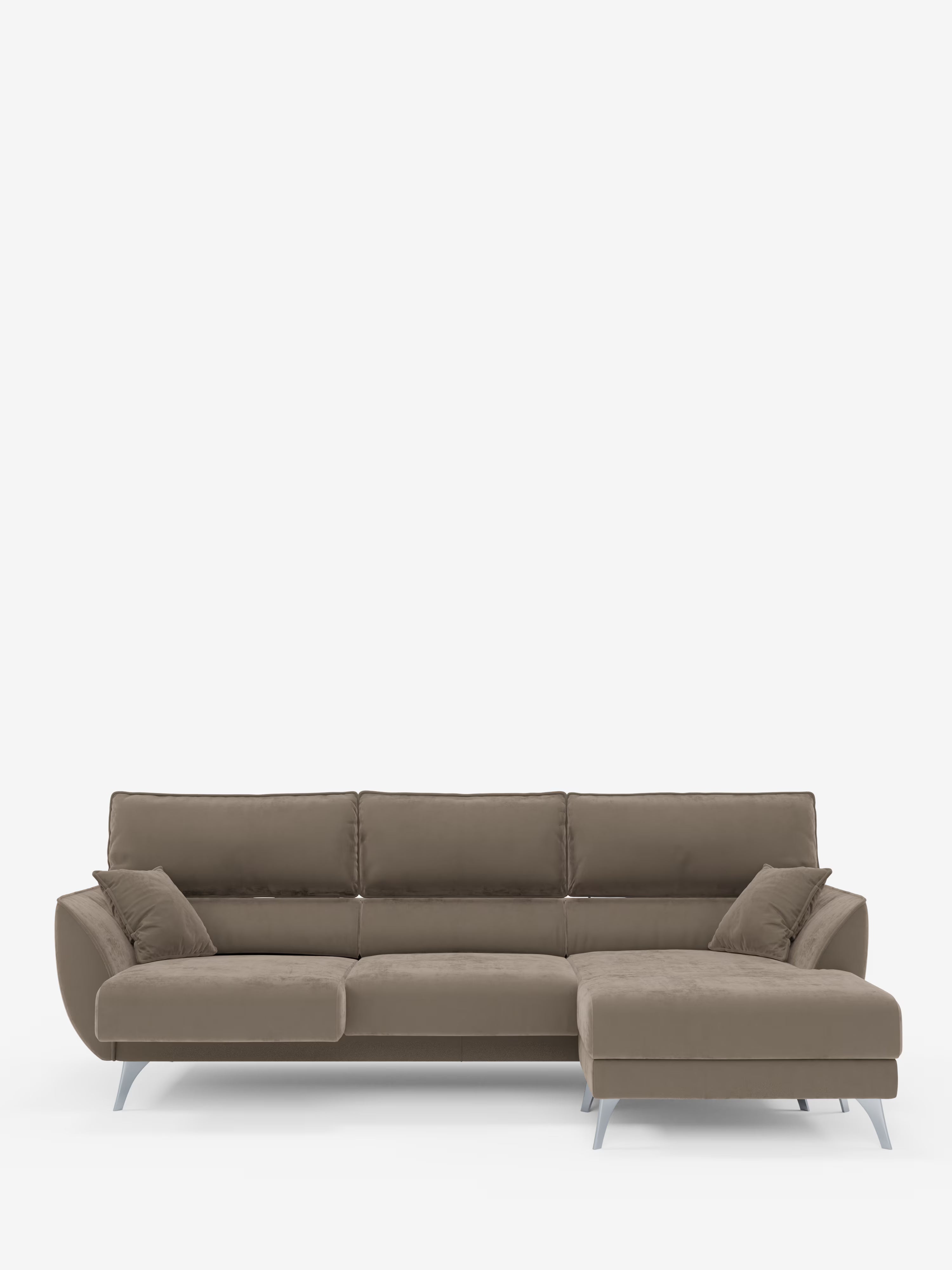 Michelangelo Canapé d'angle avec chaise longue et assises coulissantes - têtières réglables en tissu raffiné détachable effet velouté T30