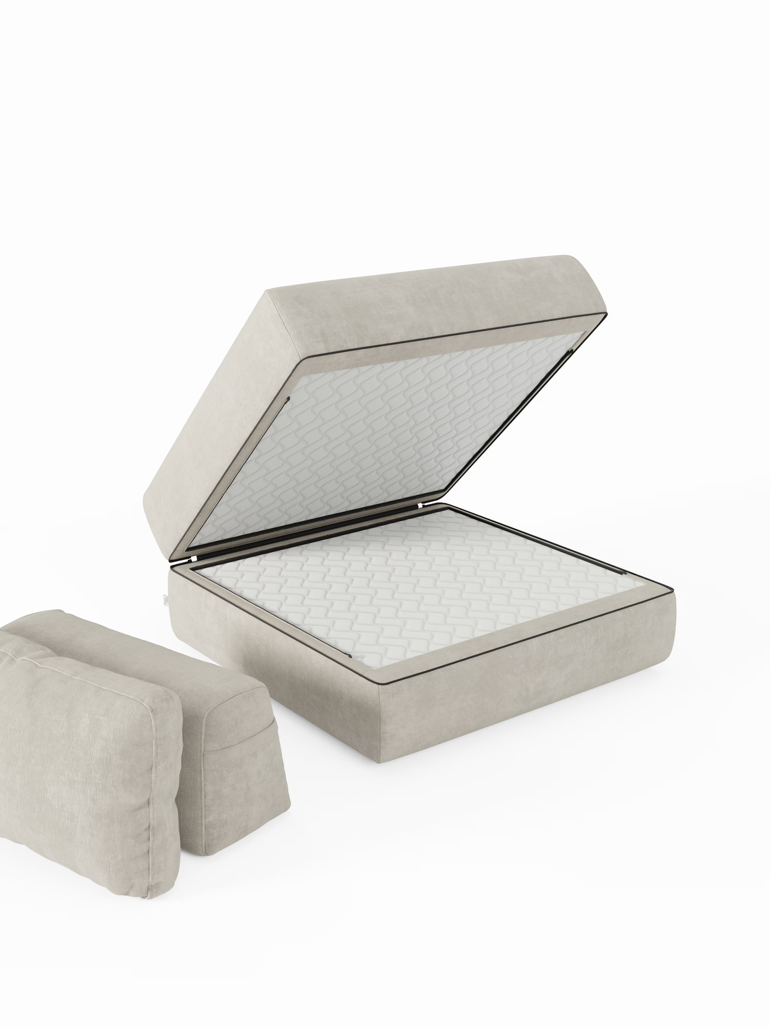 Rift fauteuil-lit avec matelas haut de 24 cm et mousse à mémoire de forme - dossier mobile et tissu antitache T31