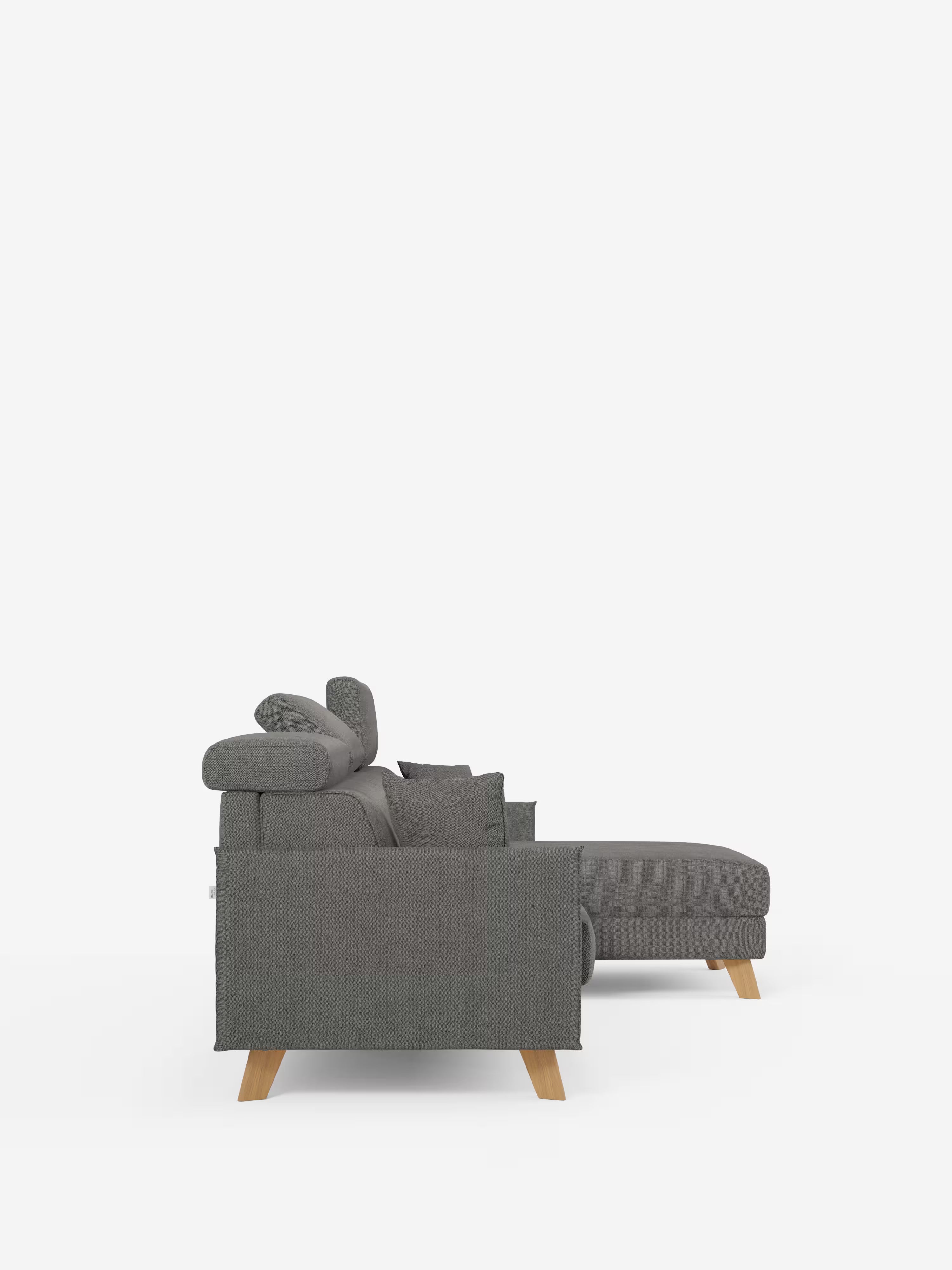 Sole Canapé d'angle convertible avec chaise longue avec coffre et têtières inclinables - tissu détachable T23