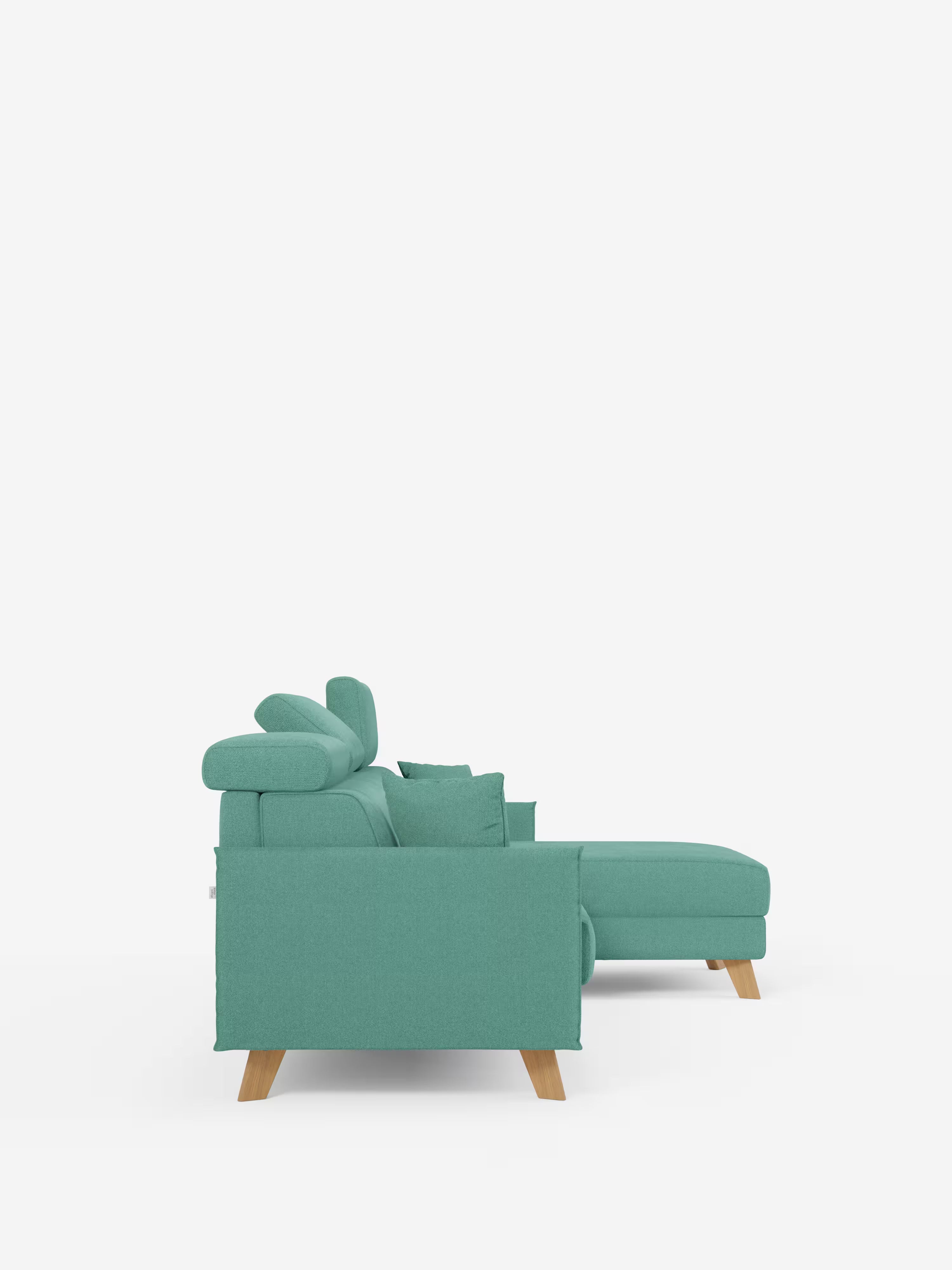 Sole Canapé d'angle convertible avec chaise longue avec coffre et têtières inclinables - tissu détachable T23
