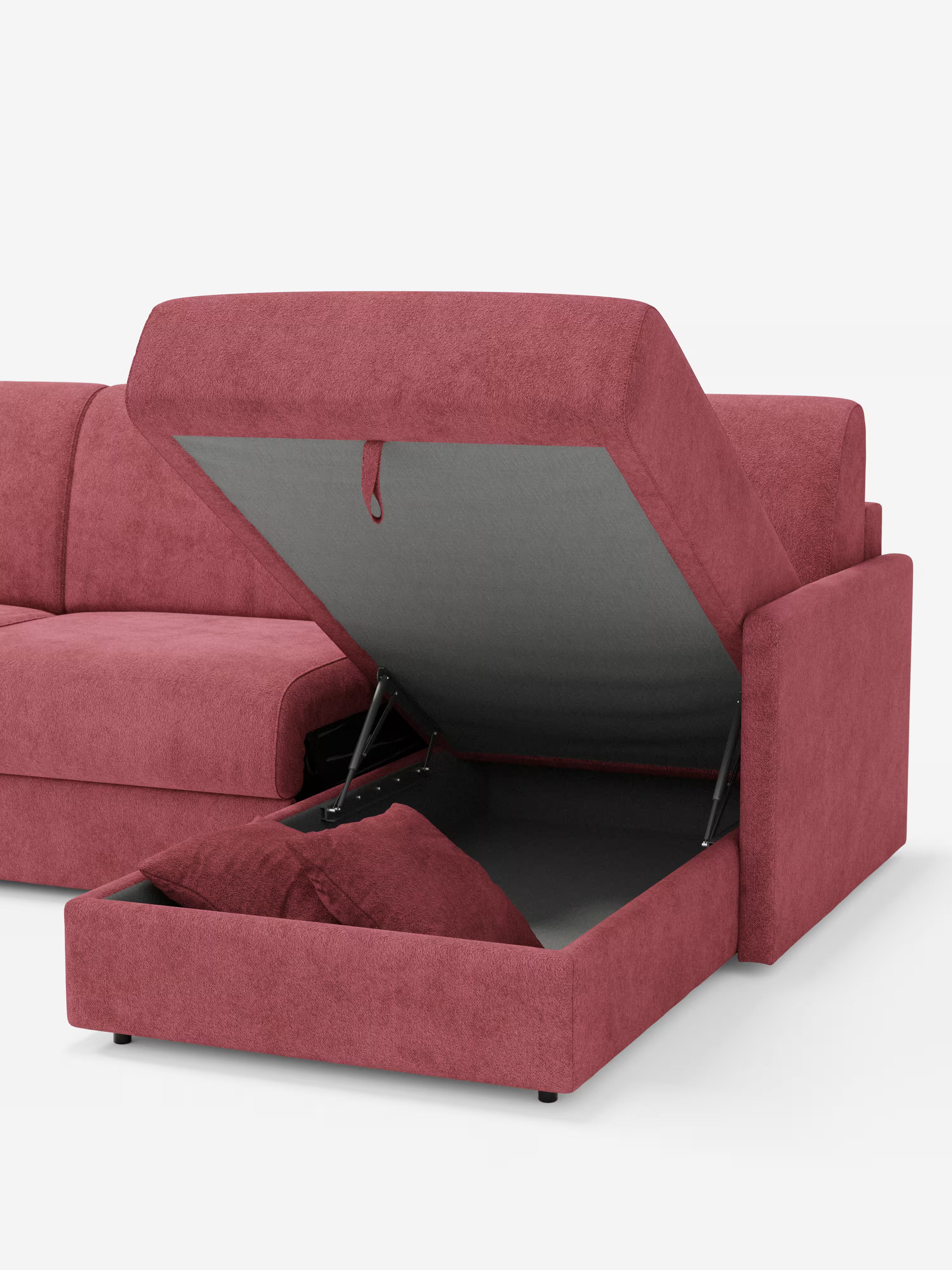 Tommy Divano Letto con penisola contenitore - design minimal e sfoderabile in tessuto smacchiabile simil cotone T33