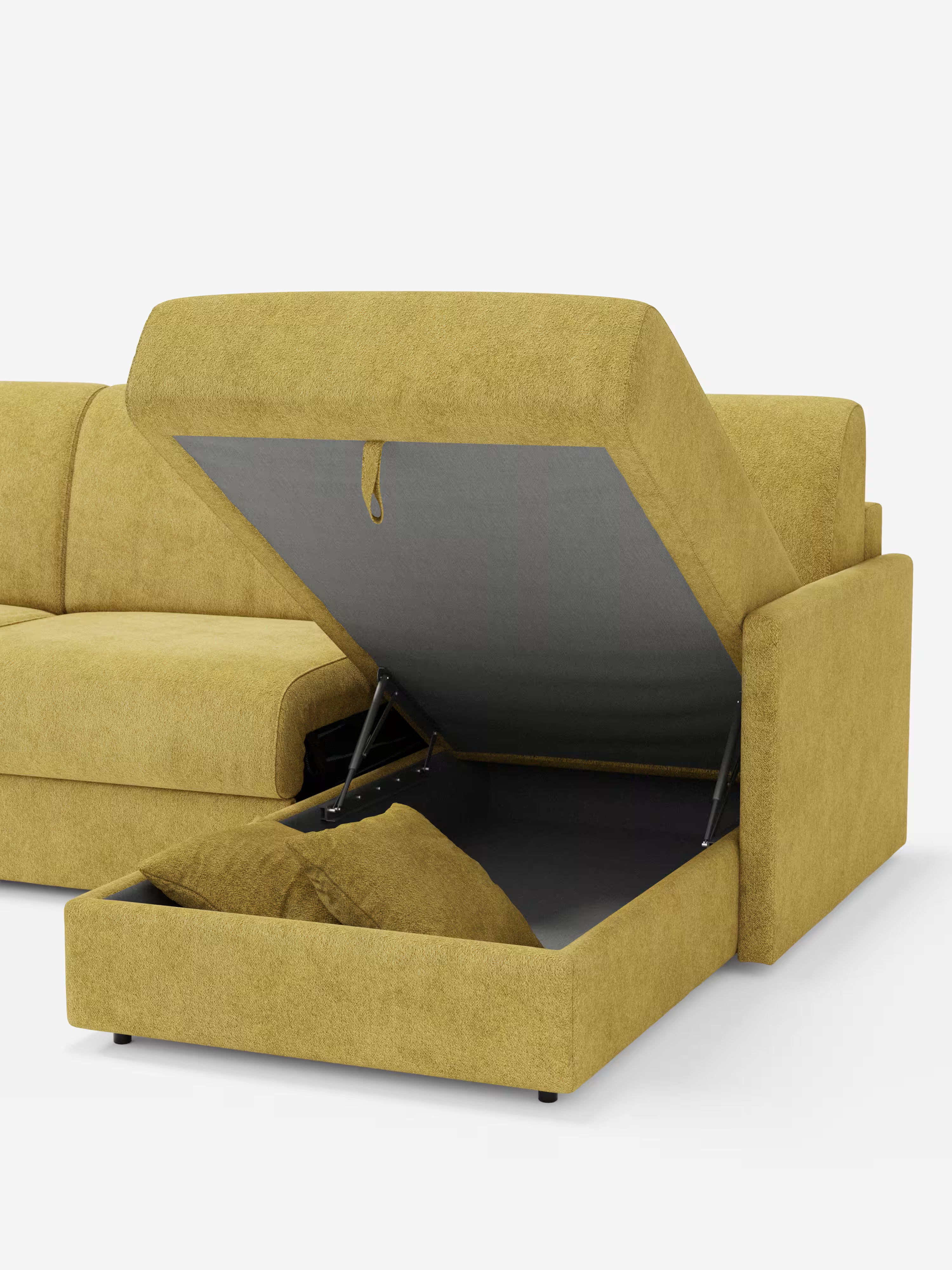 Tommy Divano Letto con penisola contenitore - design minimal e sfoderabile in tessuto smacchiabile simil cotone T33