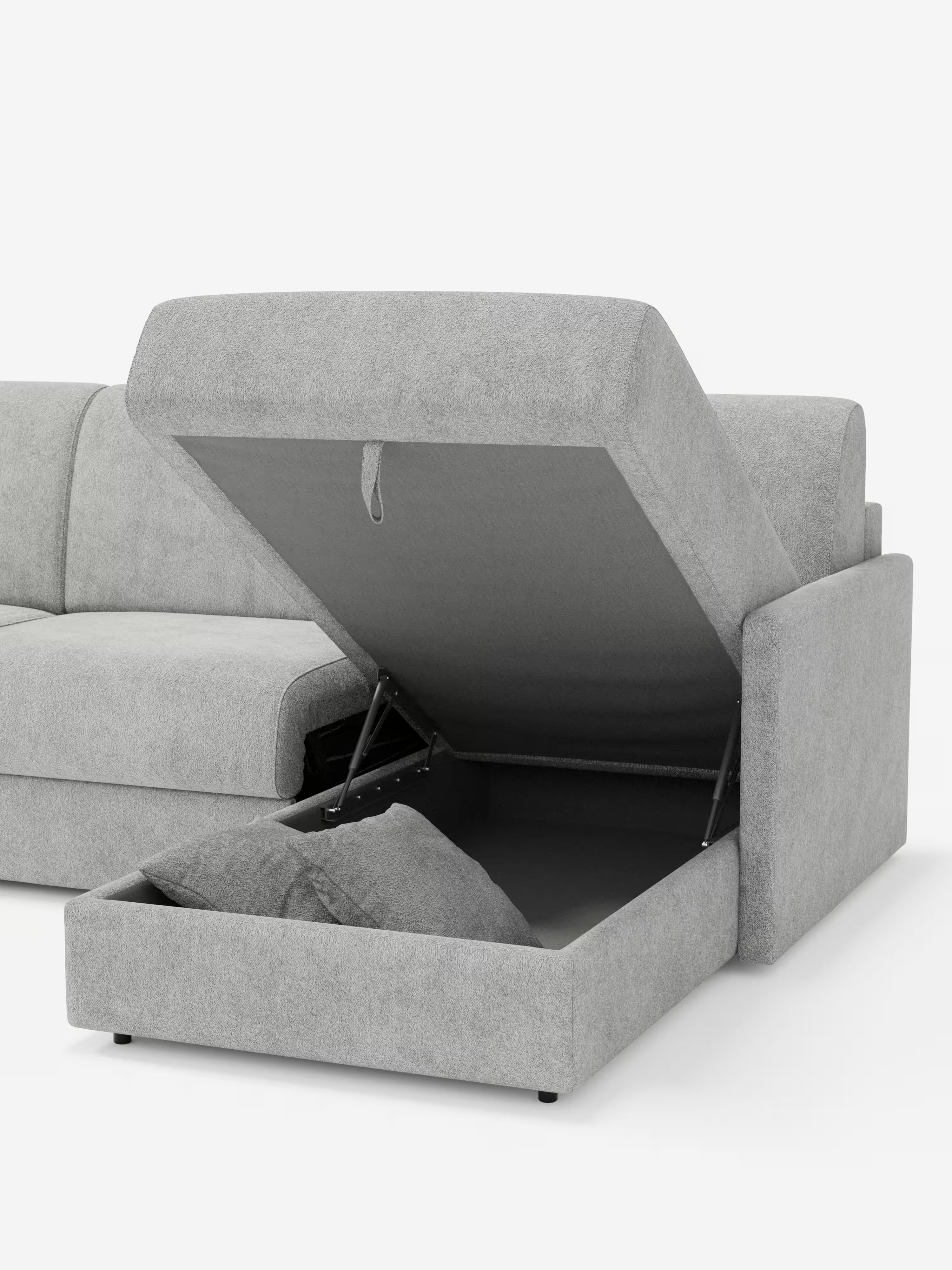 Tommy Divano Letto con penisola contenitore - design minimal e sfoderabile in tessuto smacchiabile simil cotone T33