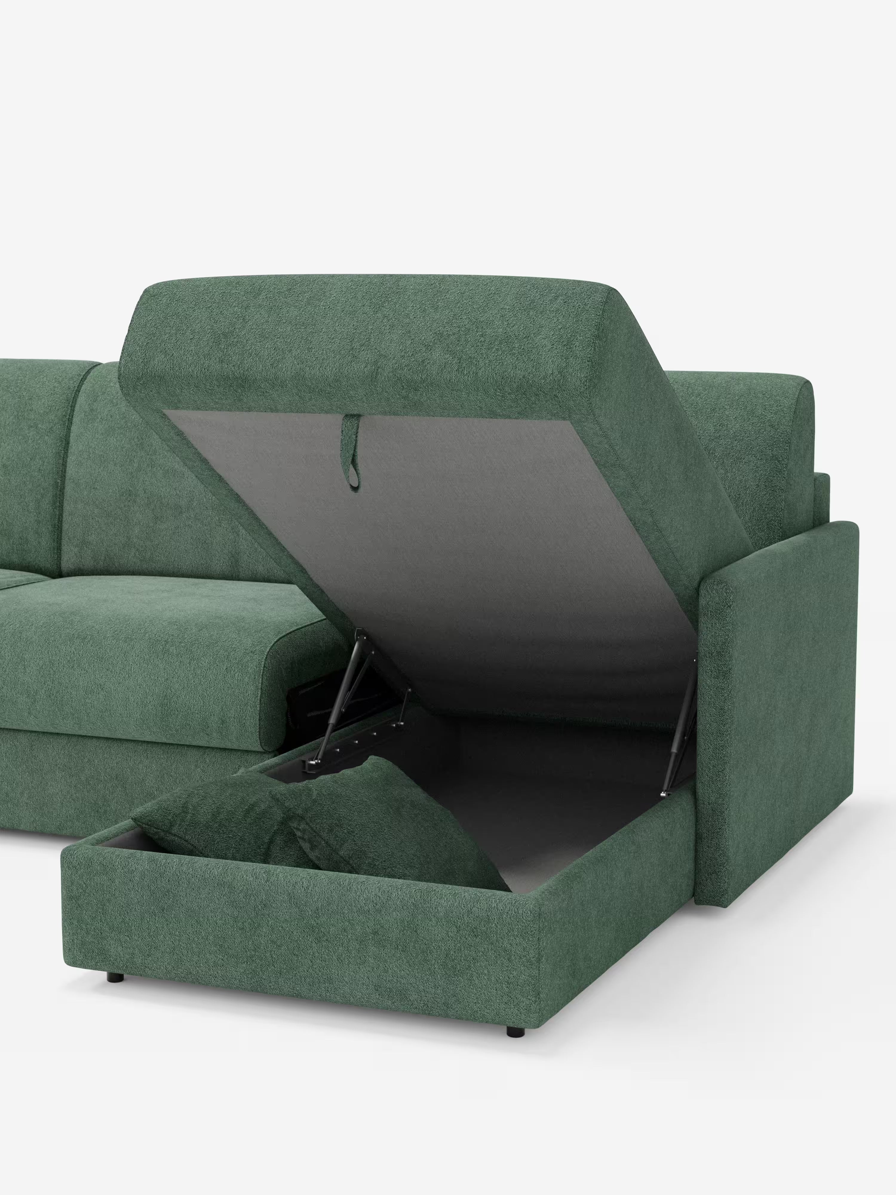 Tommy Divano Letto con penisola contenitore - design minimal e sfoderabile in tessuto smacchiabile simil cotone T33