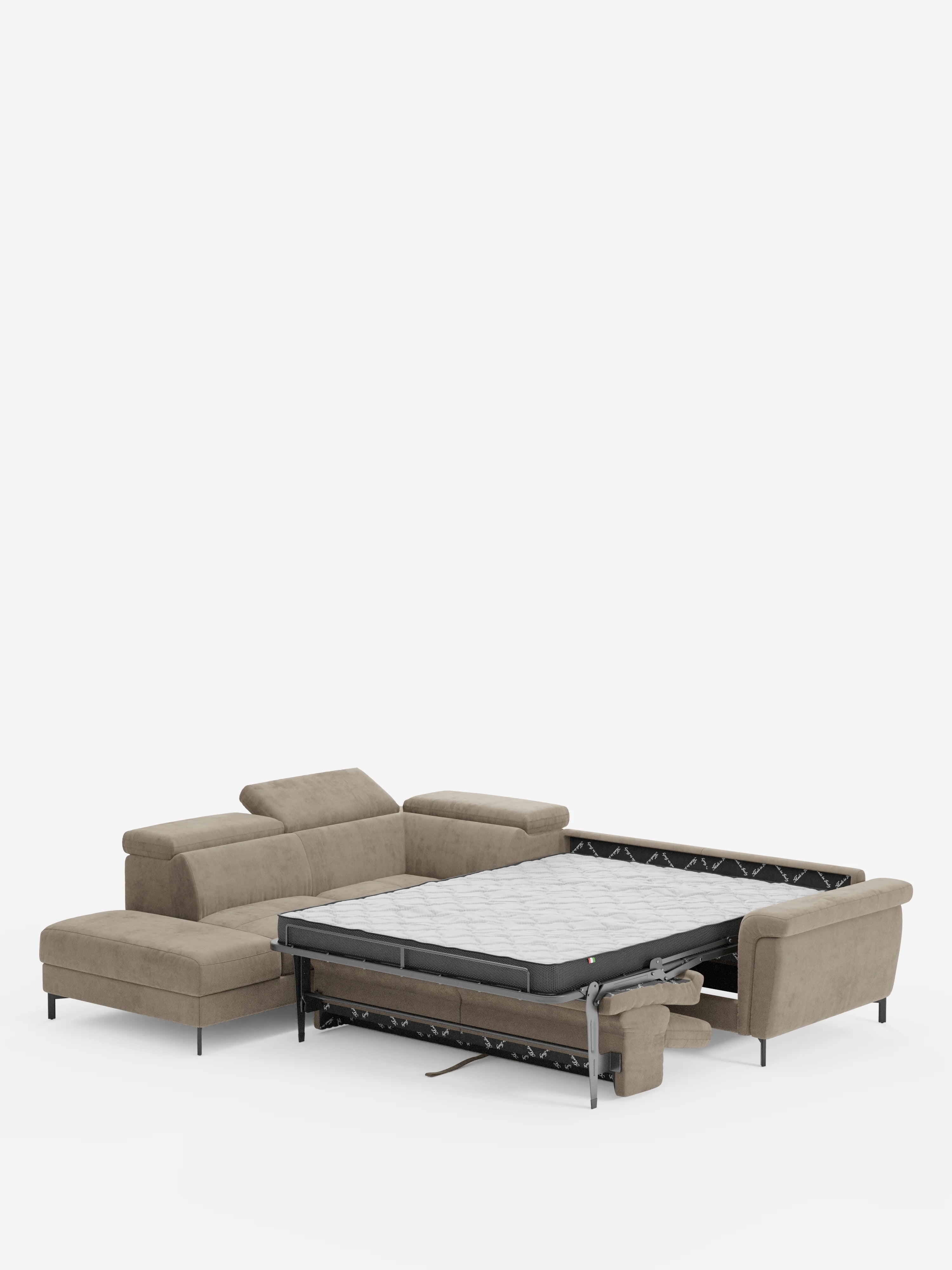 Capri canapé d'angle convertible avec Têtières Réglables et Matelas haute performance en Tissu Effet Velours Détachable T30
