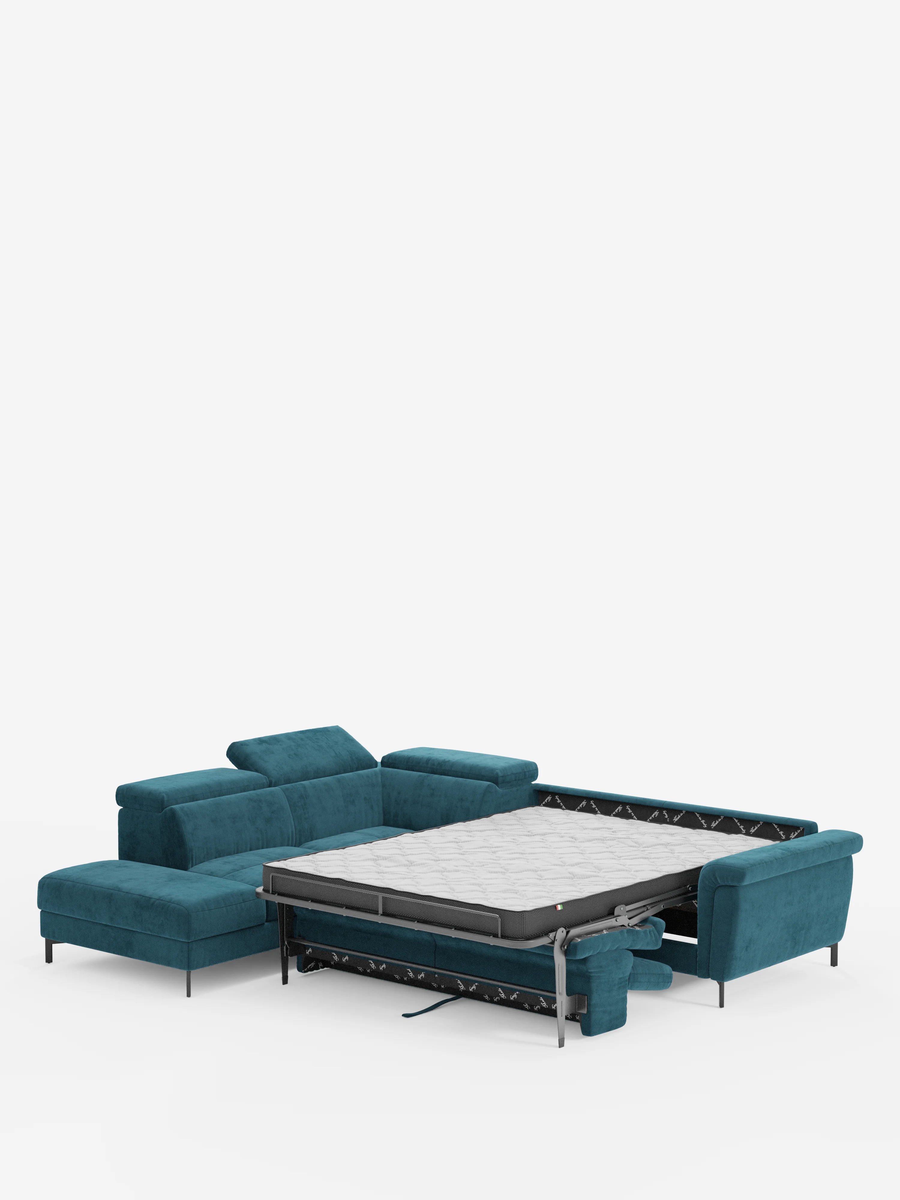 Capri canapé d'angle convertible avec Têtières Réglables et Matelas haute performance en Tissu Effet Velours Détachable T30