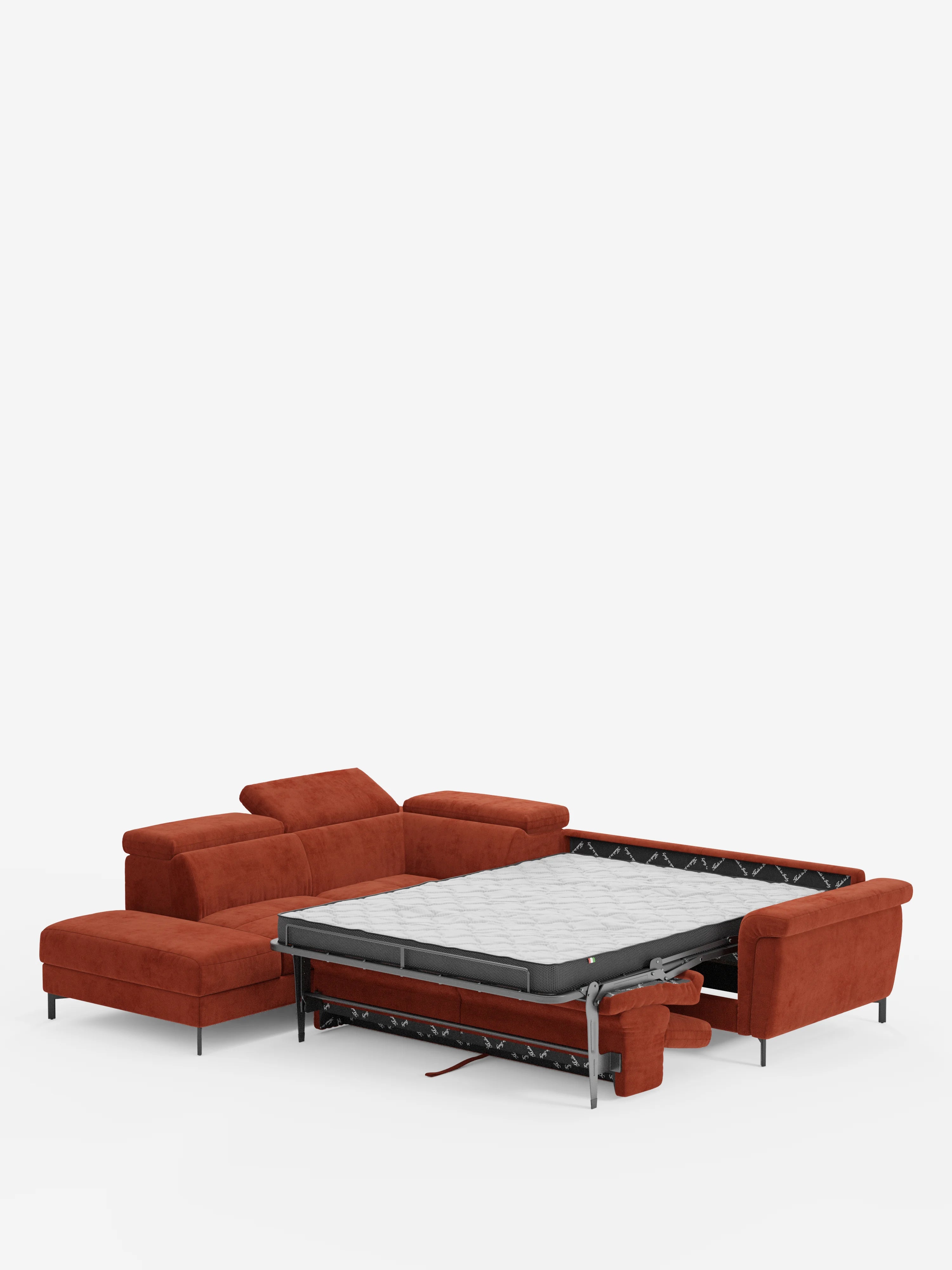 Capri canapé d'angle convertible avec Têtières Réglables et Matelas haute performance en Tissu Effet Velours Détachable T30
