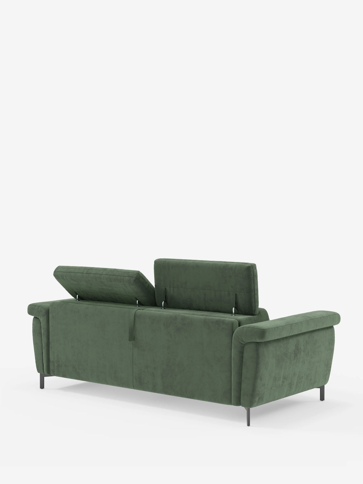 Capri canapé convertible design avec pieds hauts - têtières réglables en tissu raffiné effet velours détachable T30