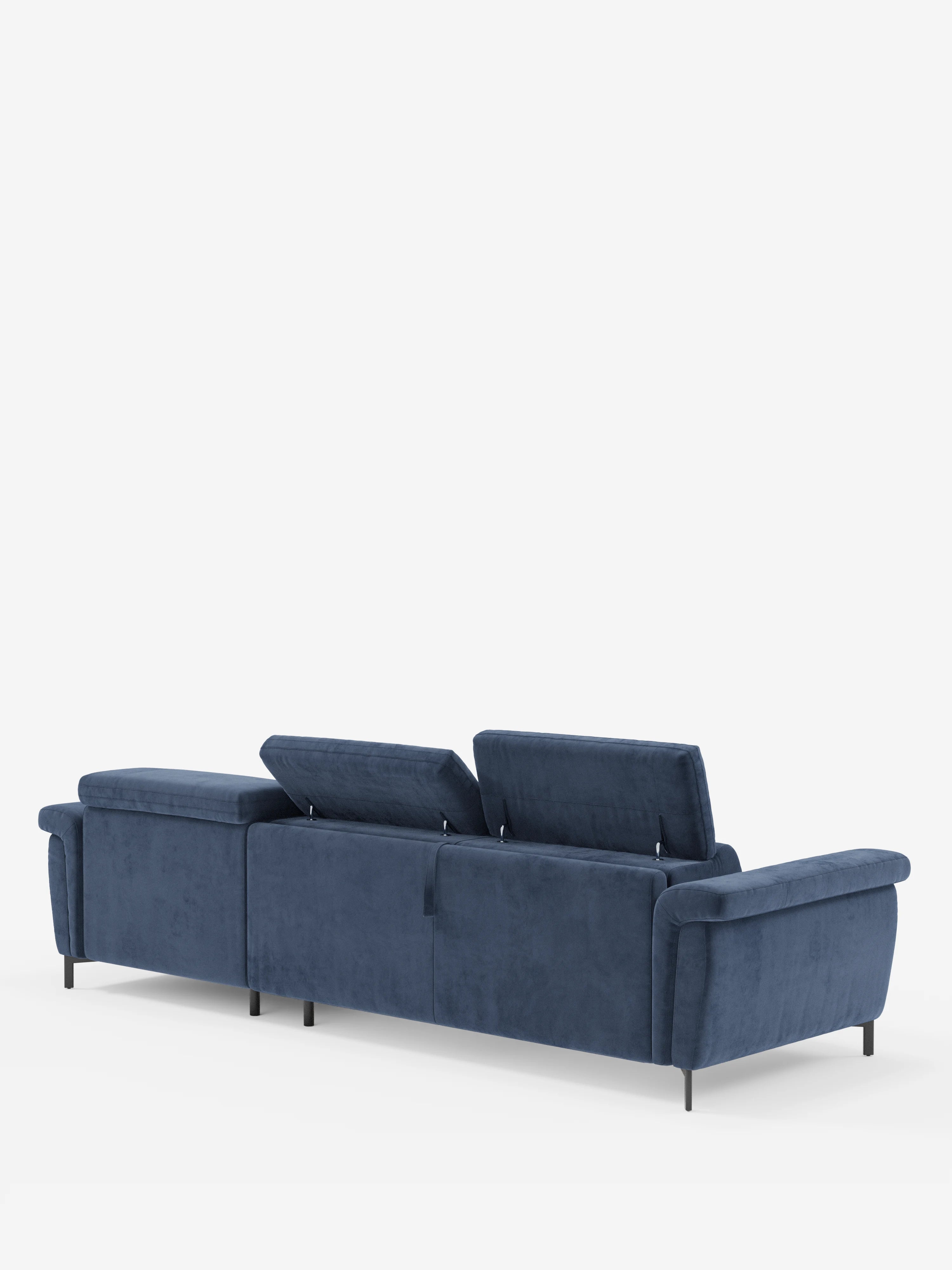 Capri canapé convertible avec méridienne coffre et têtières réglables - Tissu Effet Velours Détachable T30