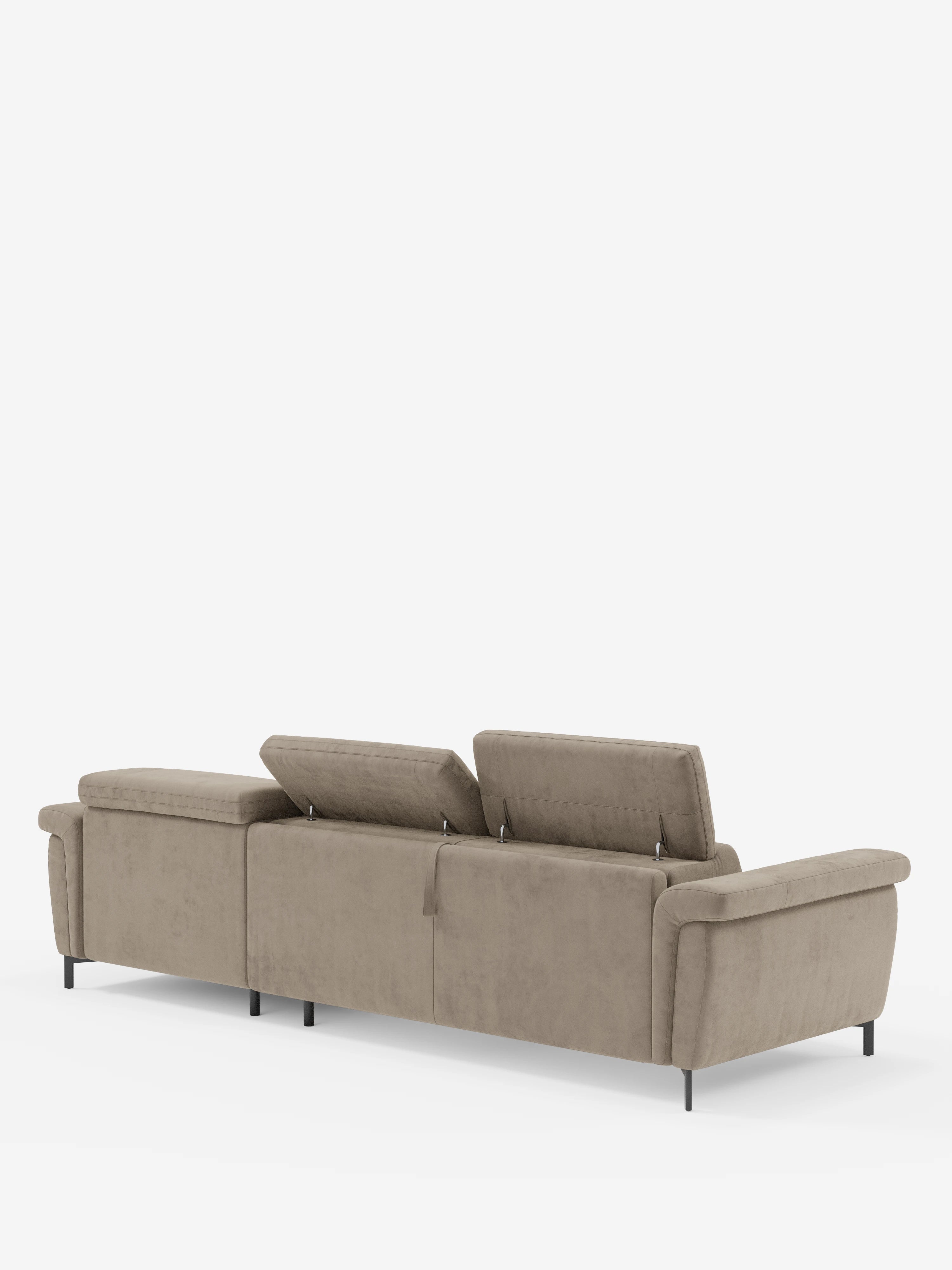 Capri canapé convertible avec méridienne coffre et têtières réglables - Tissu Effet Velours Détachable T30