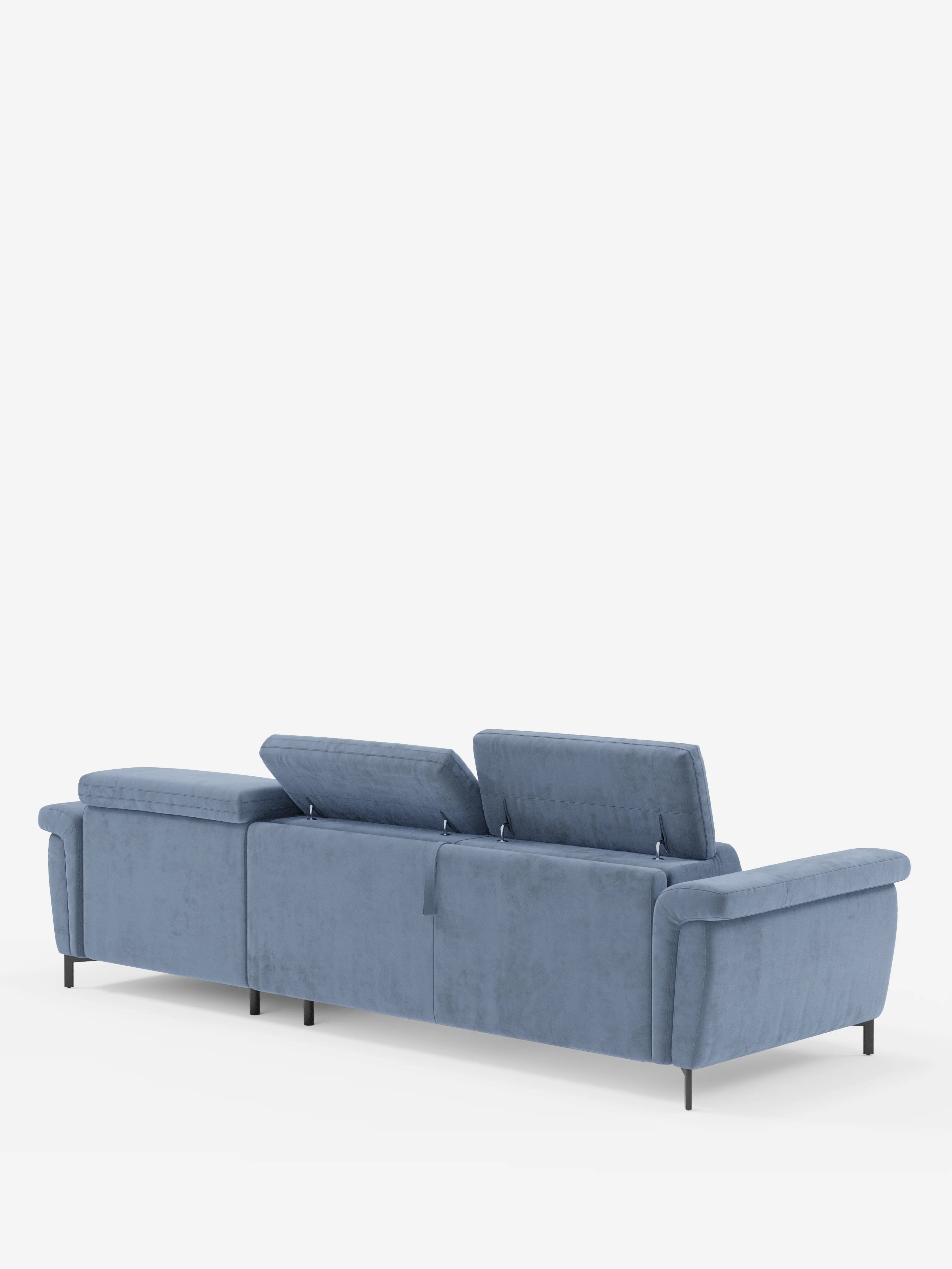 Capri canapé convertible avec méridienne coffre et têtières réglables - Tissu Effet Velours Détachable T30