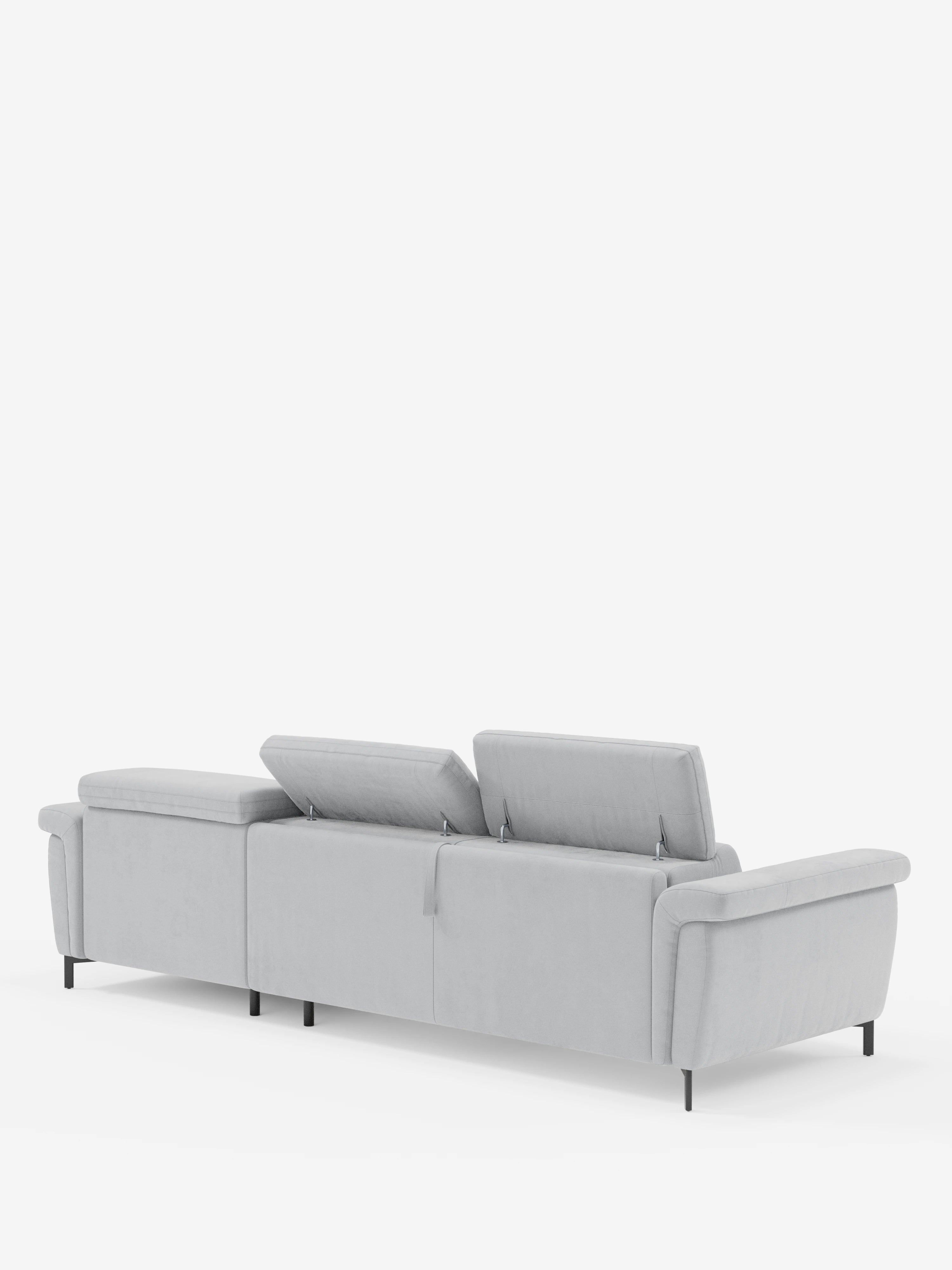 Capri canapé convertible avec méridienne coffre et têtières réglables - Tissu Effet Velours Détachable T30