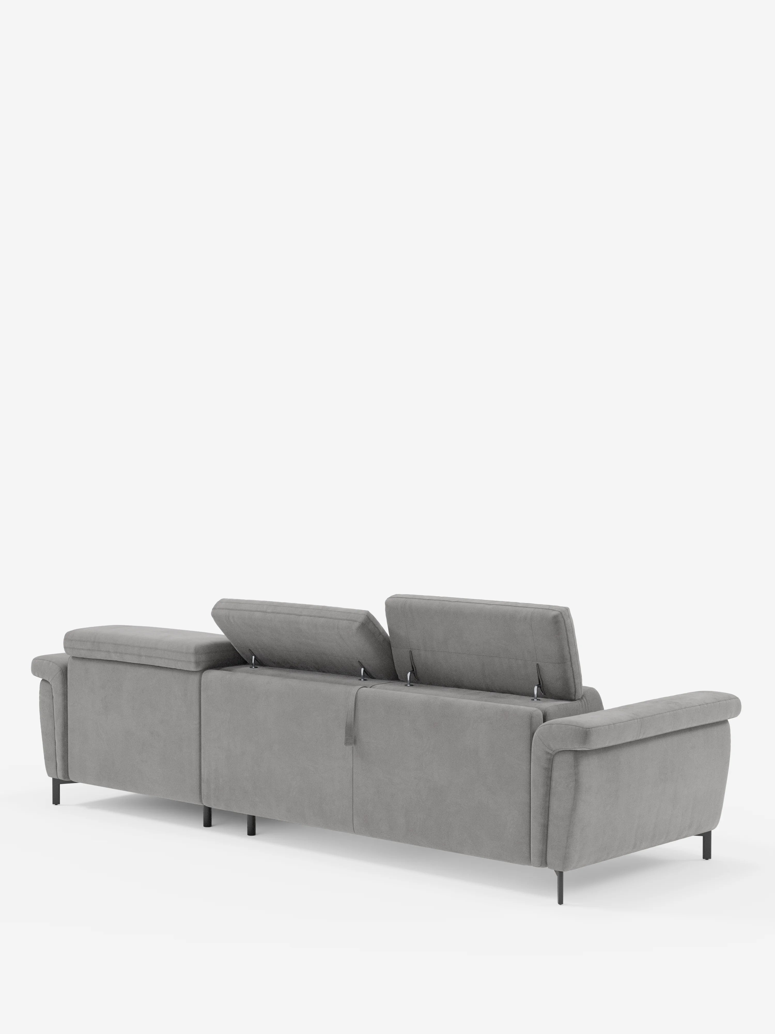 Capri canapé convertible avec méridienne coffre et têtières réglables - Tissu Effet Velours Détachable T30