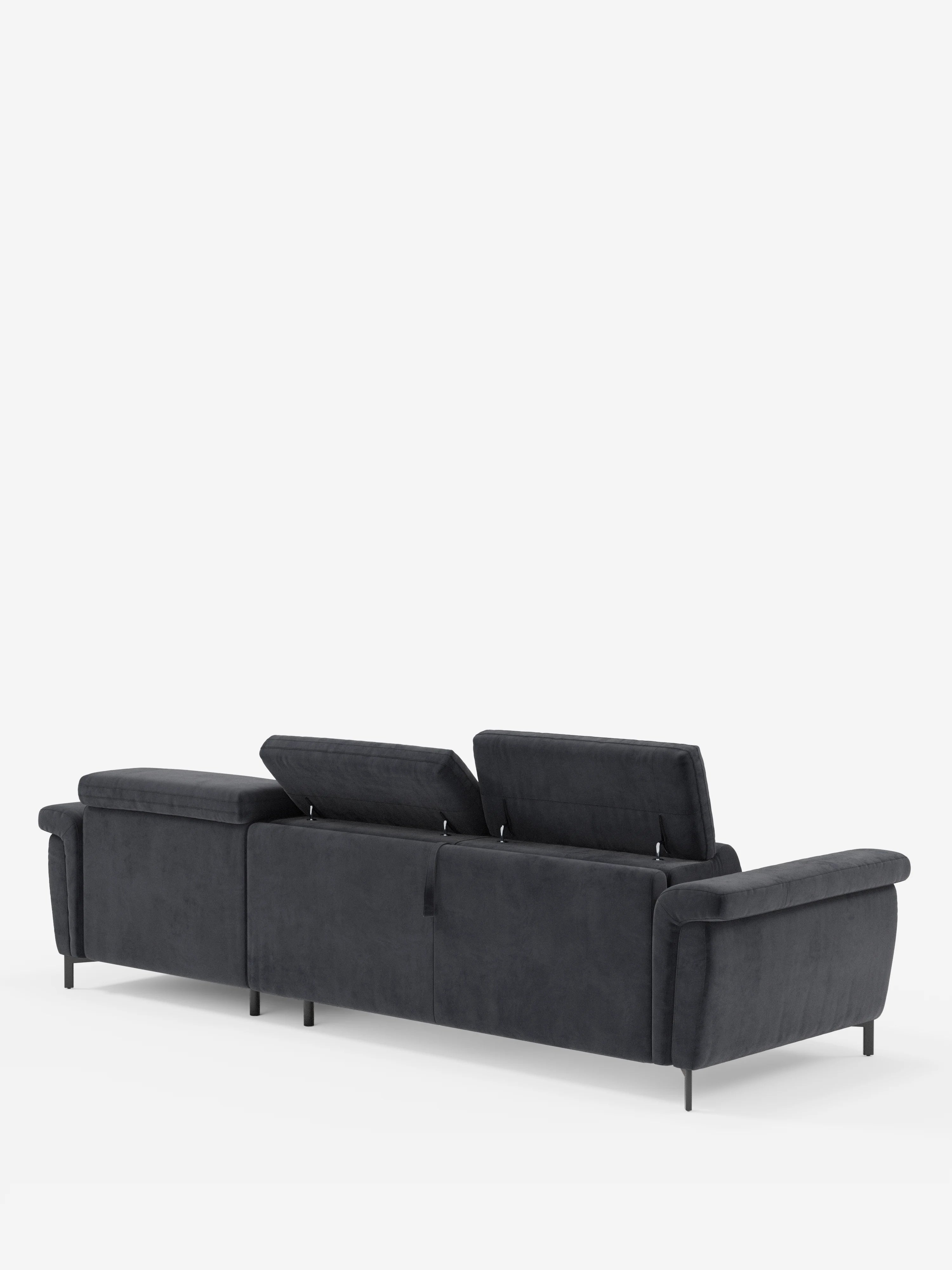 Capri canapé convertible avec méridienne coffre et têtières réglables - Tissu Effet Velours Détachable T30