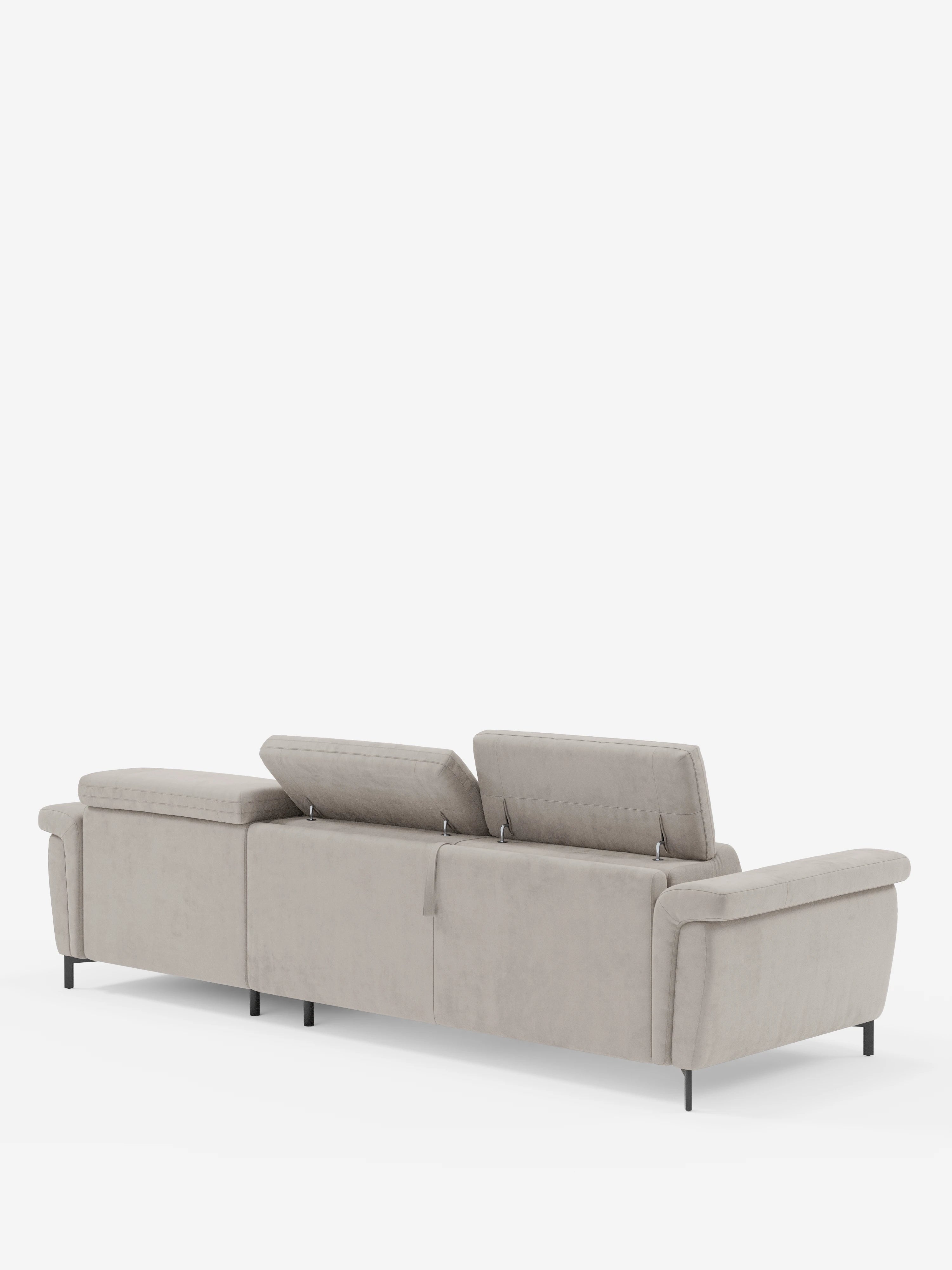 Capri canapé convertible avec méridienne coffre et têtières réglables - Tissu Effet Velours Détachable T30