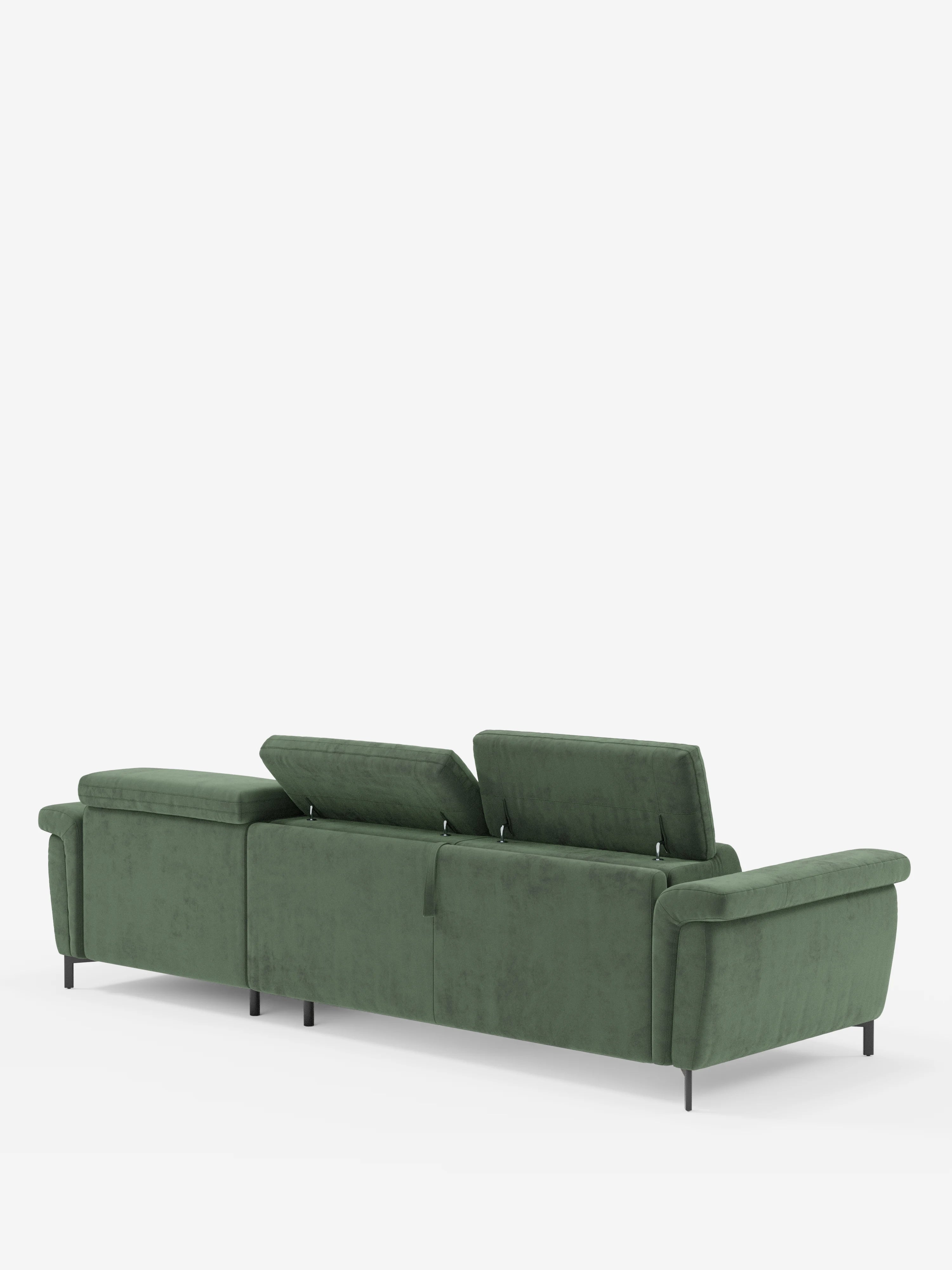 Capri canapé convertible avec méridienne coffre et têtières réglables - Tissu Effet Velours Détachable T30