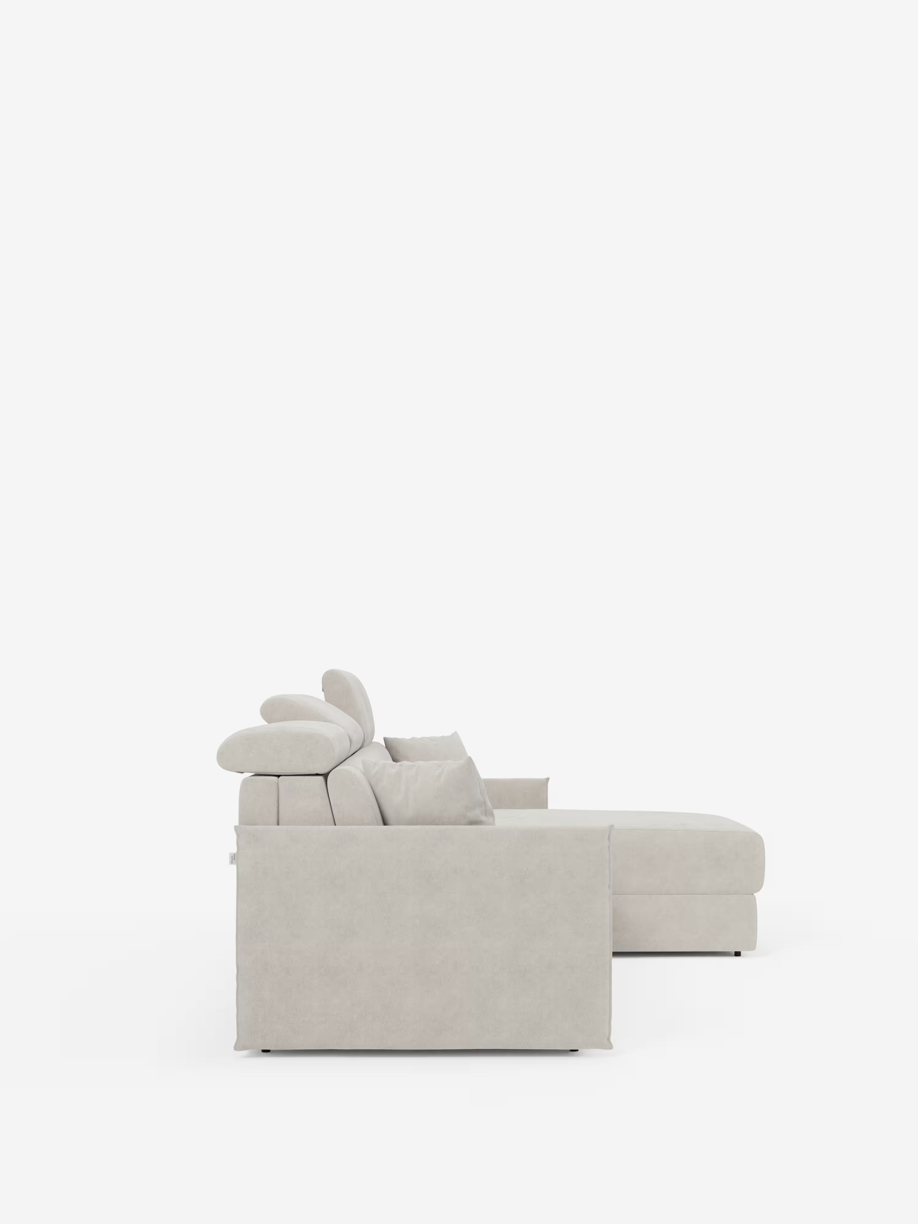 Miryam canapé convertible d'angle compact - têtières inclinables et méridienne coffre en tissu détachable T31