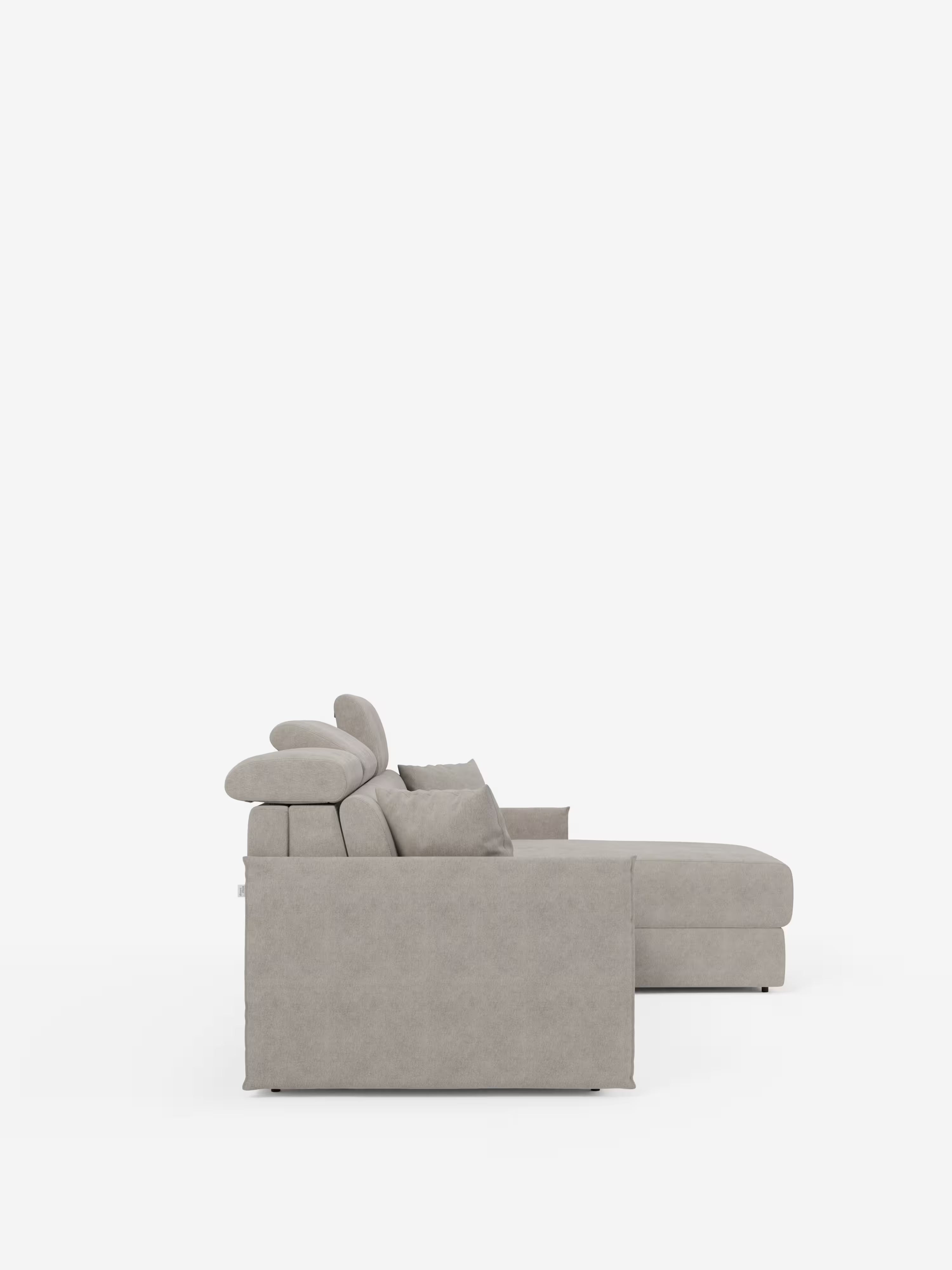 Miryam canapé convertible d'angle compact - têtières inclinables et méridienne coffre en tissu détachable T31