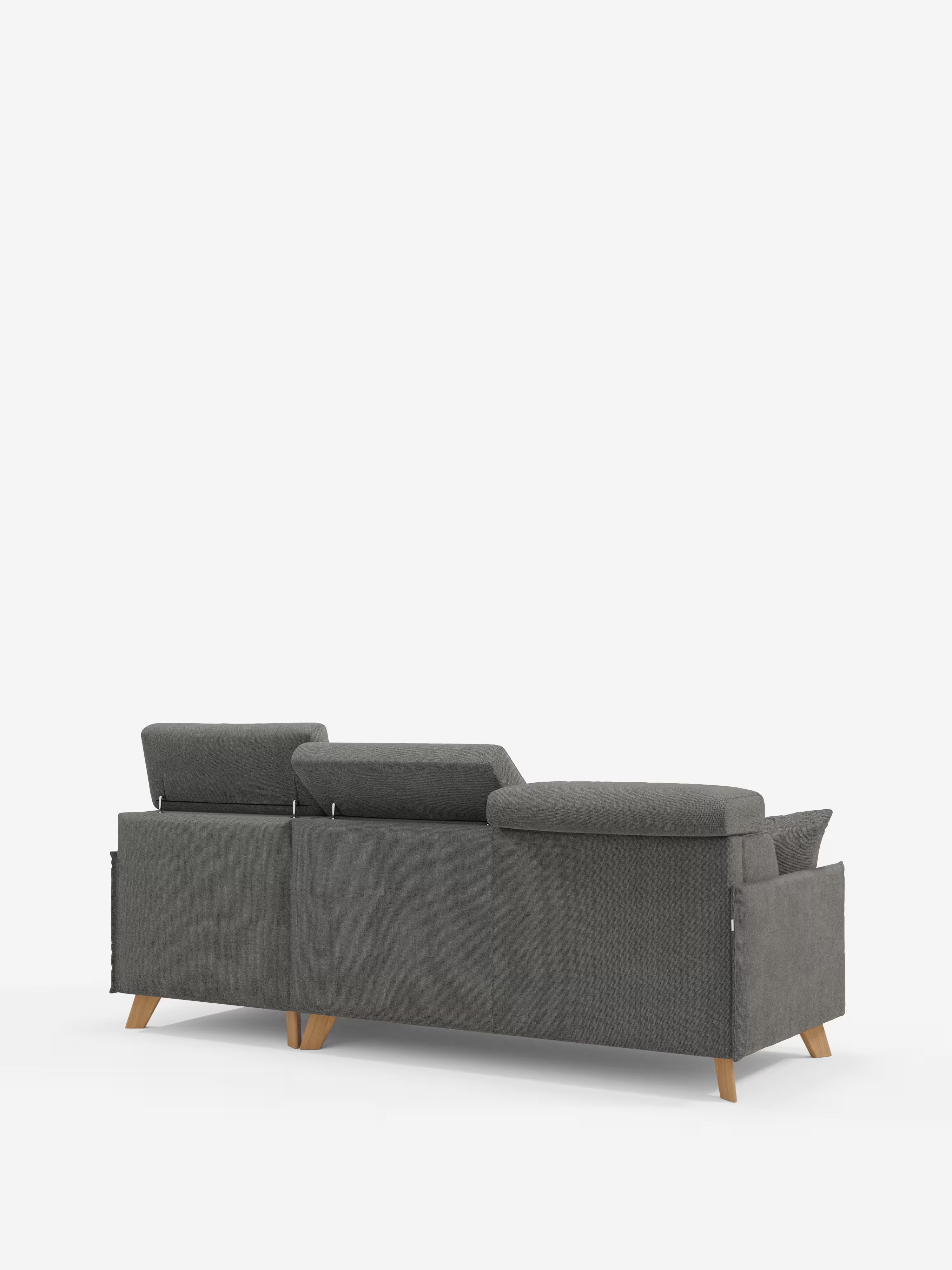 Sole Canapé d'angle convertible avec chaise longue avec coffre et têtières inclinables - tissu détachable T23