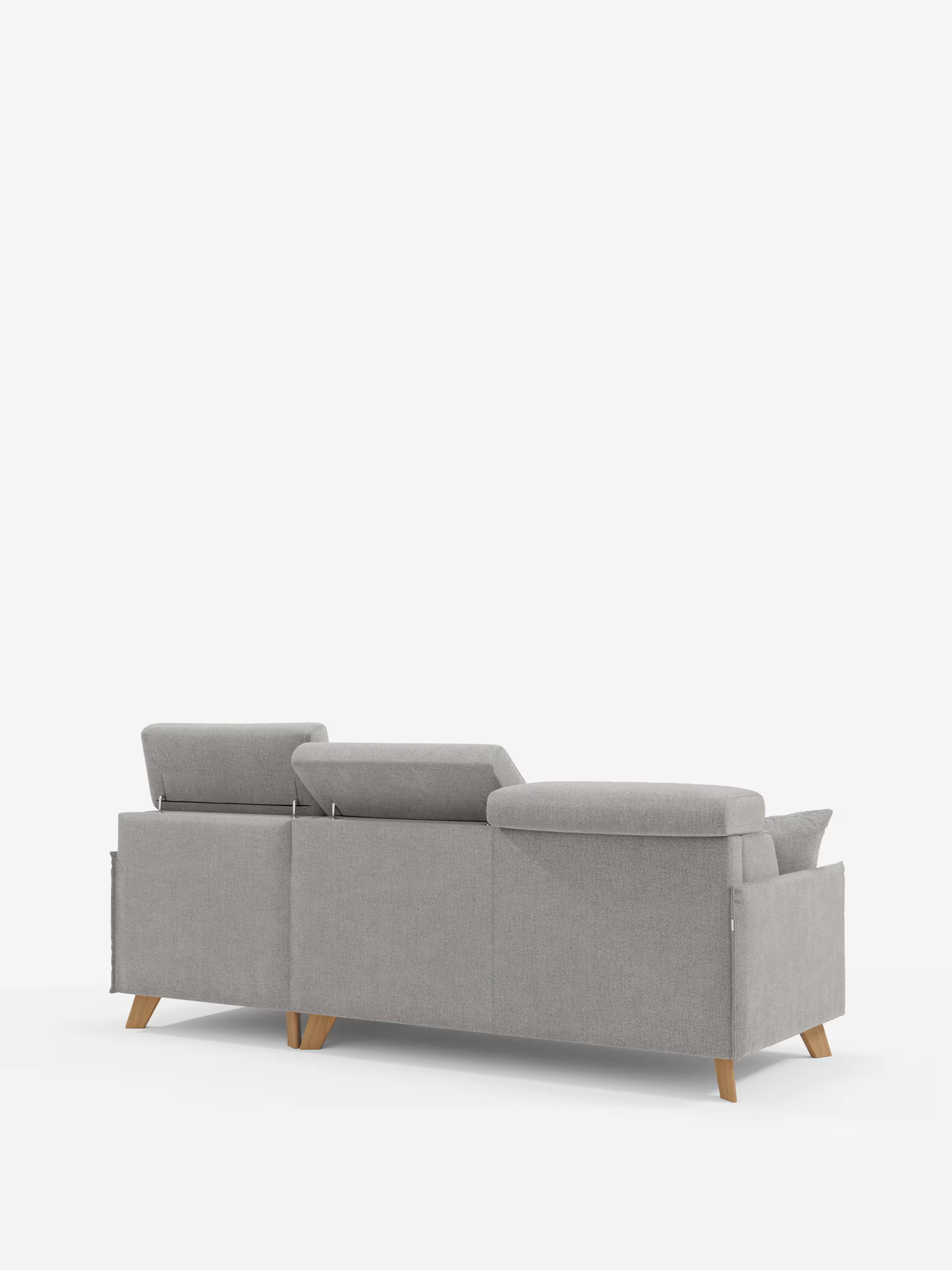 Sole Canapé d'angle convertible avec chaise longue avec coffre et têtières inclinables - tissu détachable T23