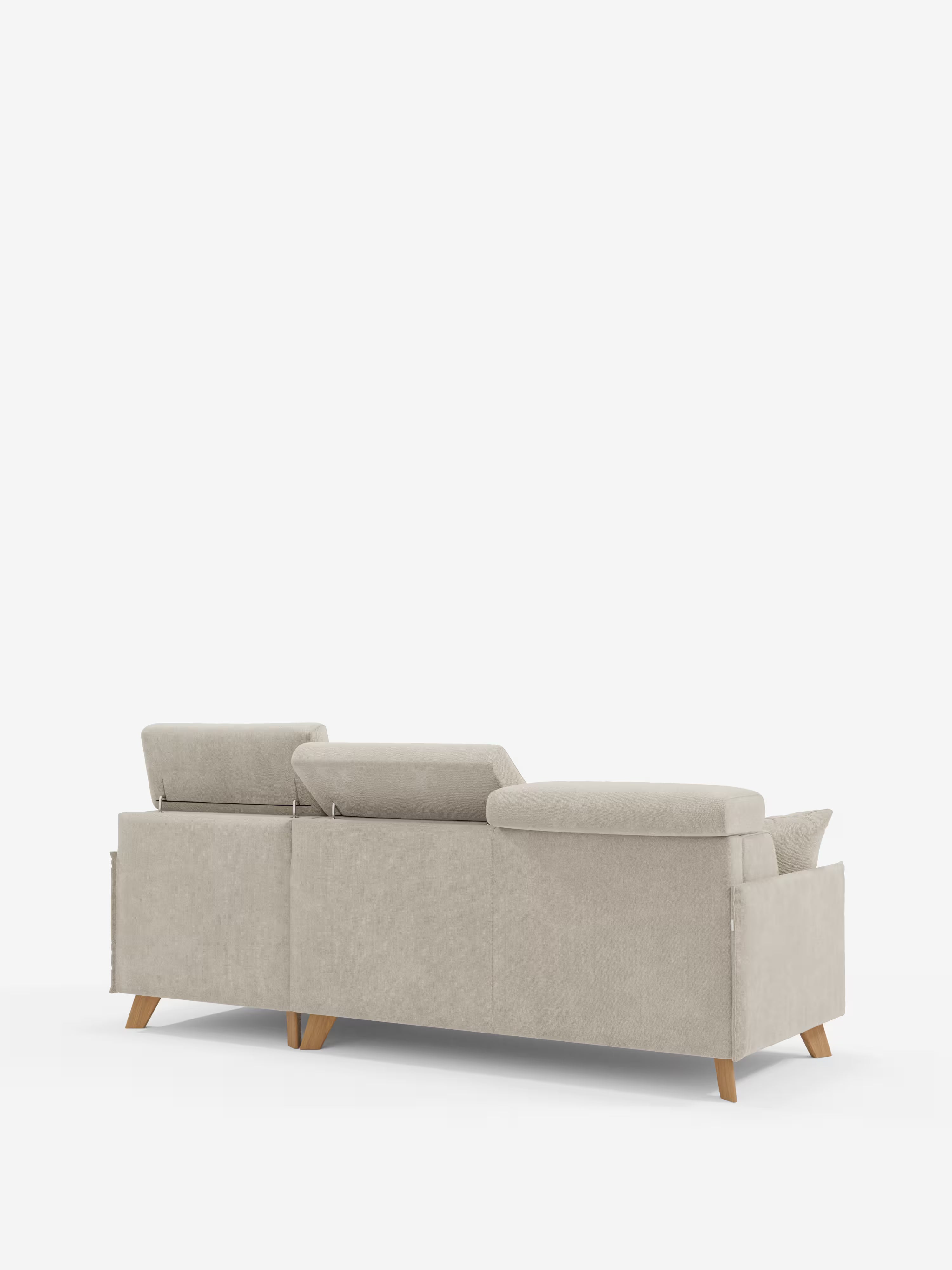 Sole Canapé d'angle convertible avec chaise longue avec coffre et têtières inclinables - tissu détachable T23