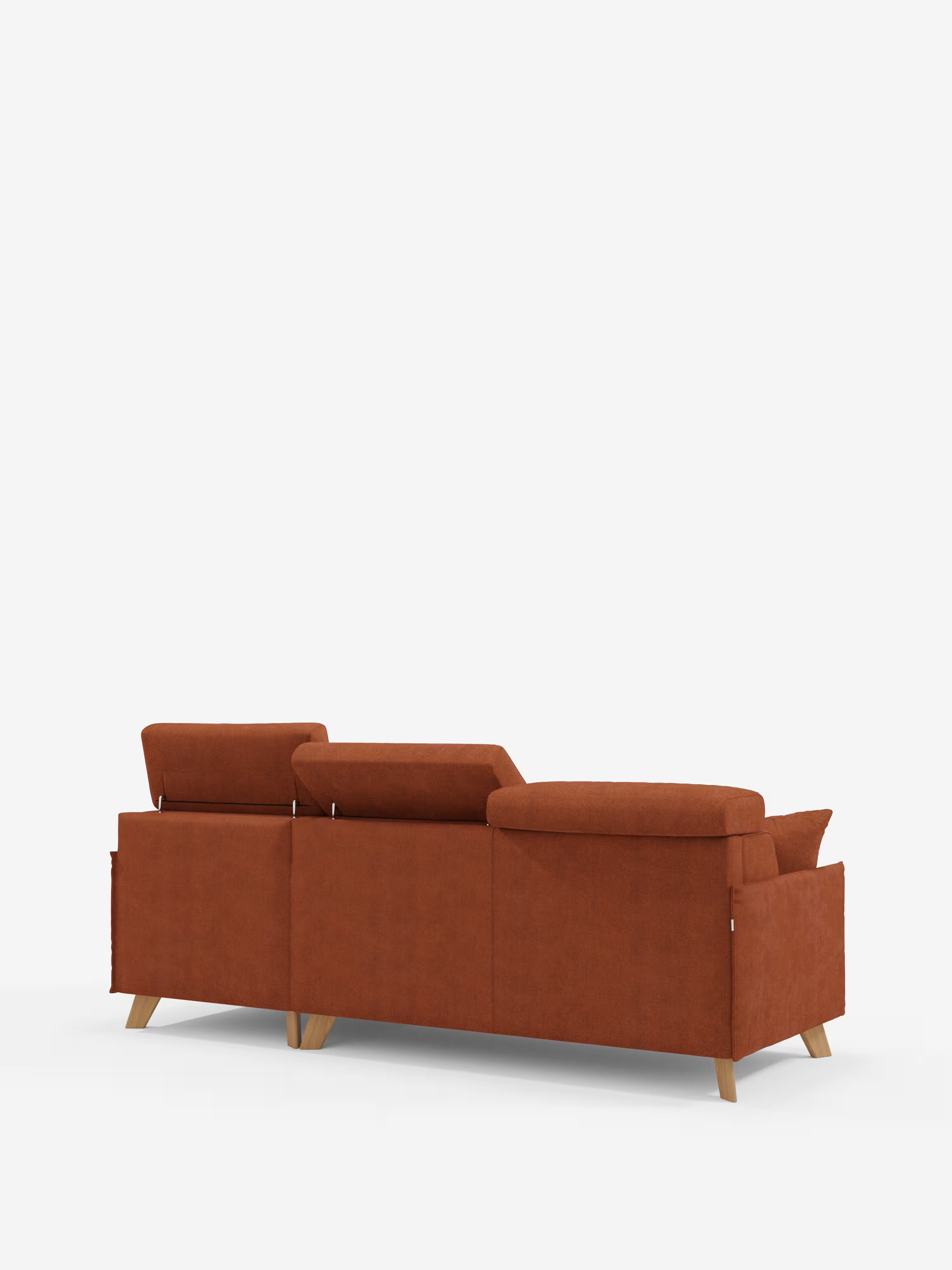 Sole Canapé d'angle convertible avec chaise longue avec coffre et têtières inclinables - tissu détachable T23