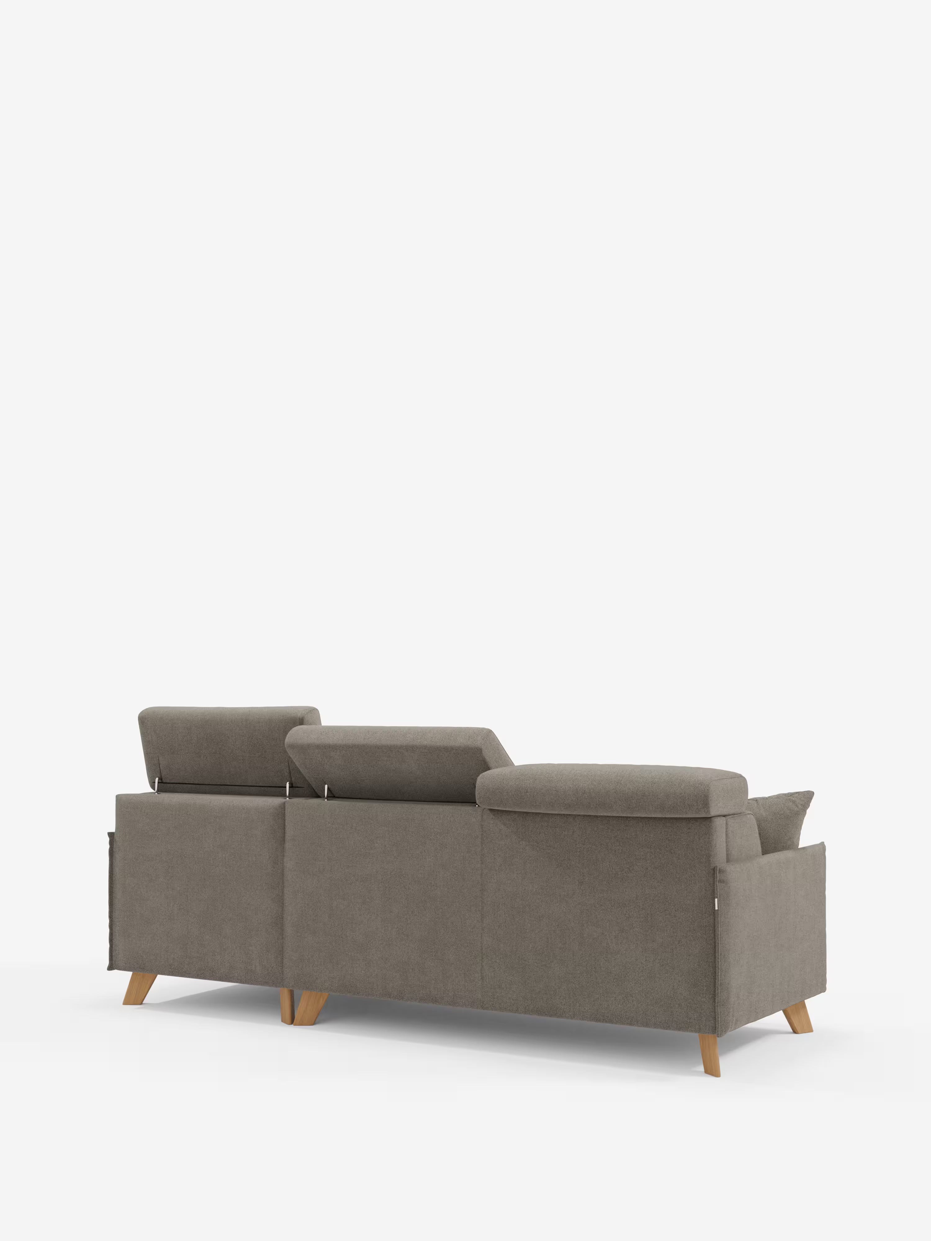 Sole Canapé d'angle convertible avec chaise longue avec coffre et têtières inclinables - tissu détachable T23