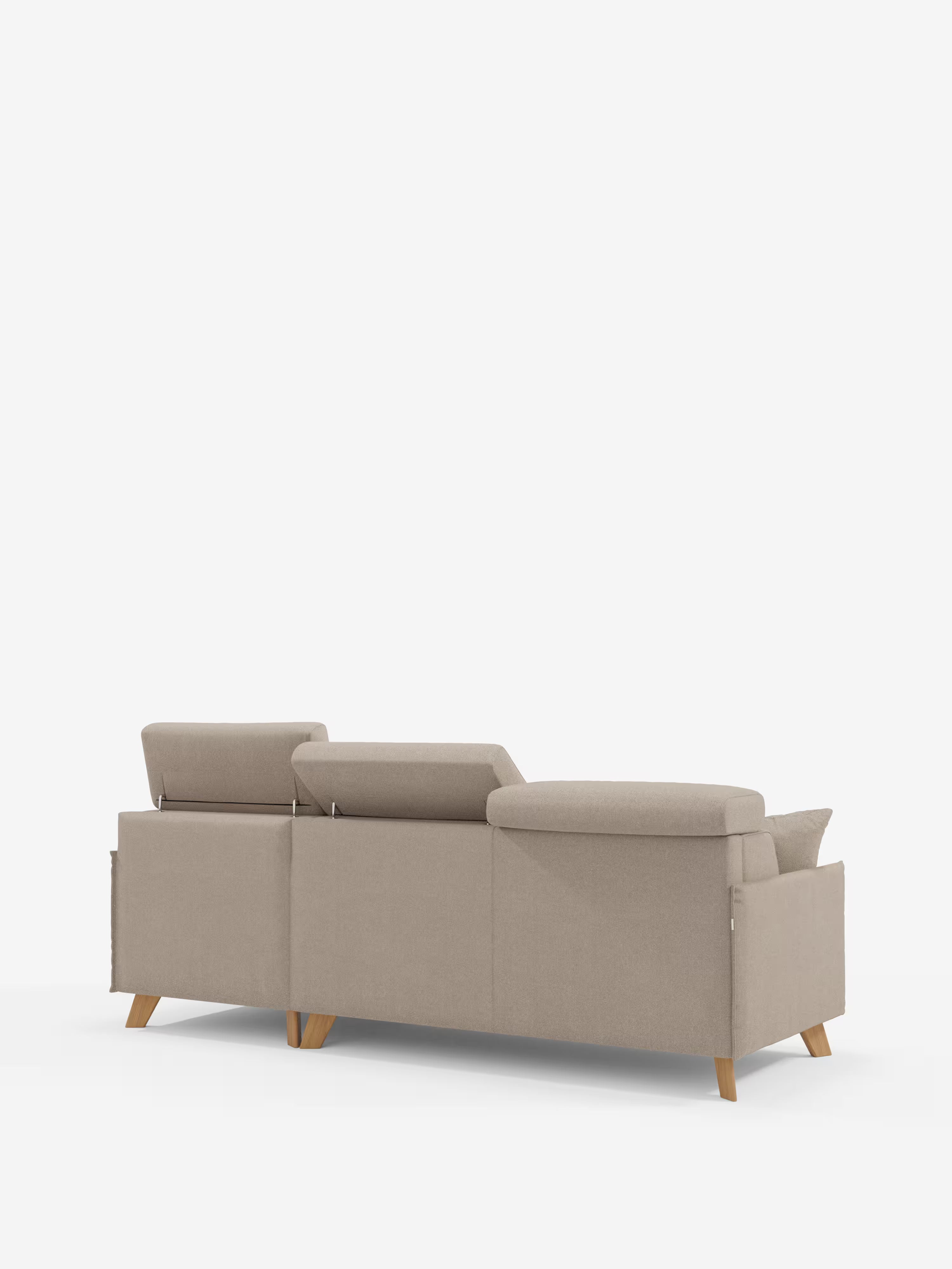 Sole Canapé d'angle convertible avec chaise longue avec coffre et têtières inclinables - tissu détachable T23