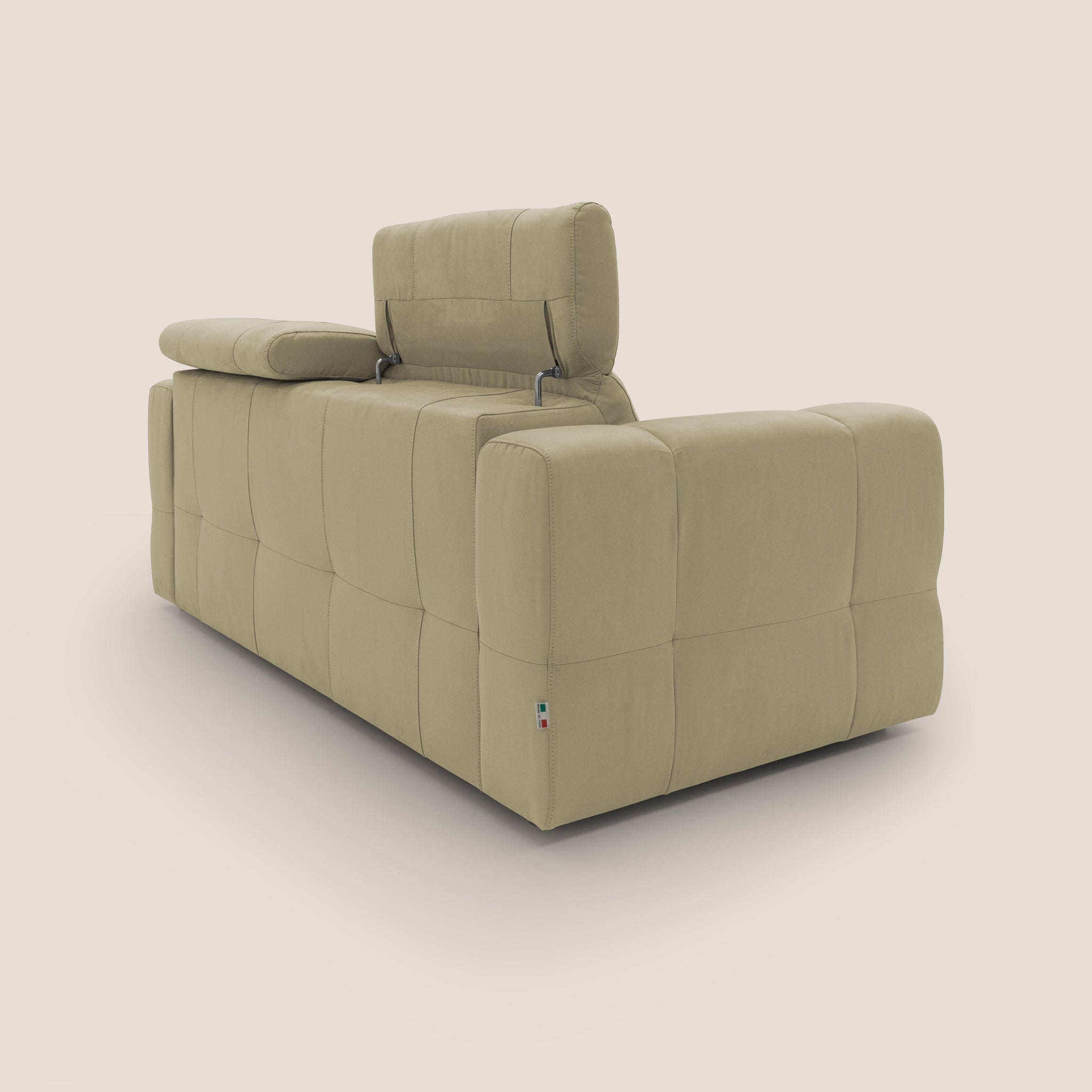 Kronos Canapé avec pouf extractible et têtières inclinalbes en microfibre douce imperméable T11