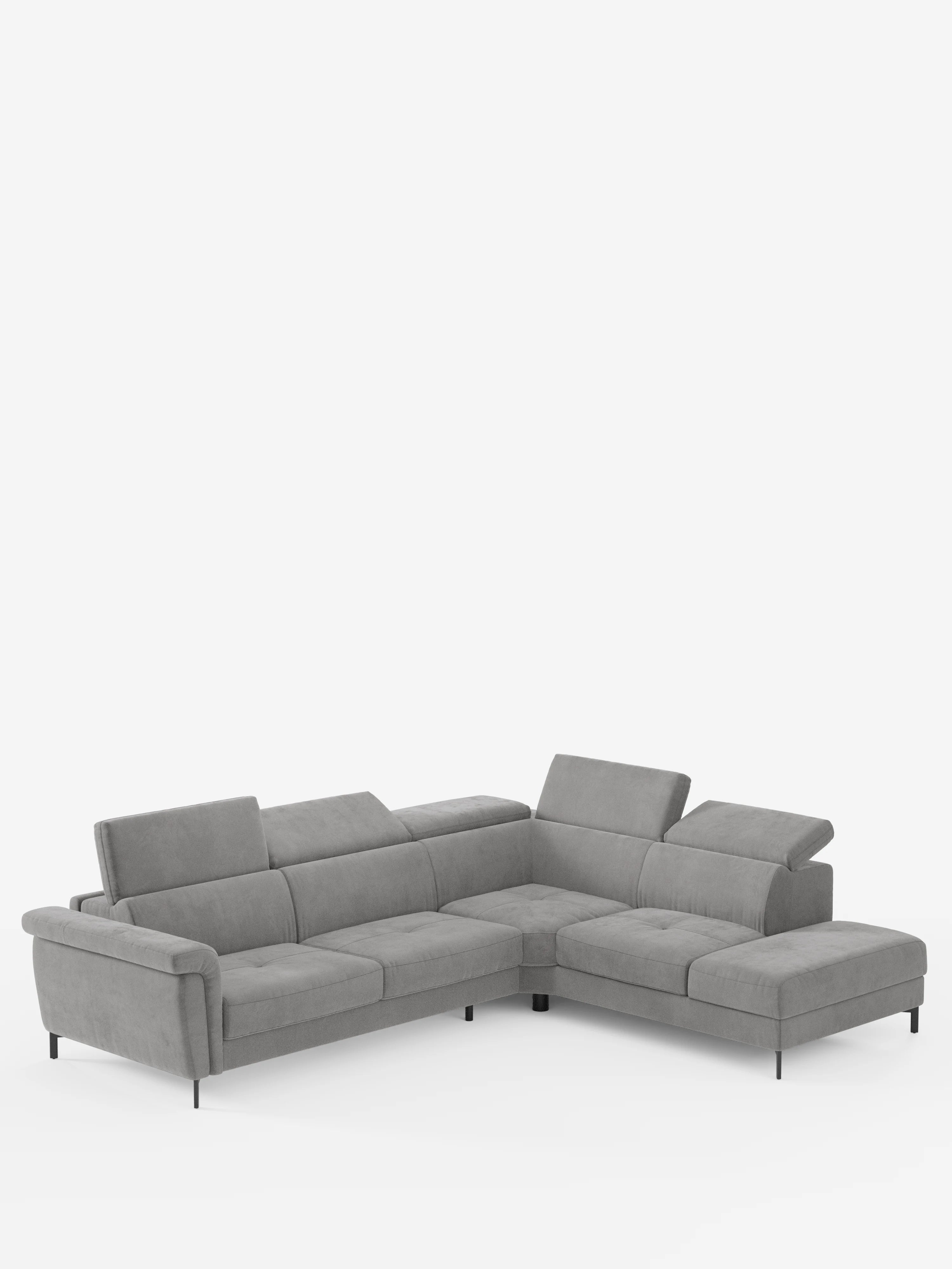 Capri canapé d'angle convertible avec Têtières Réglables et Matelas haute performance en Tissu Effet Velours Détachable T30