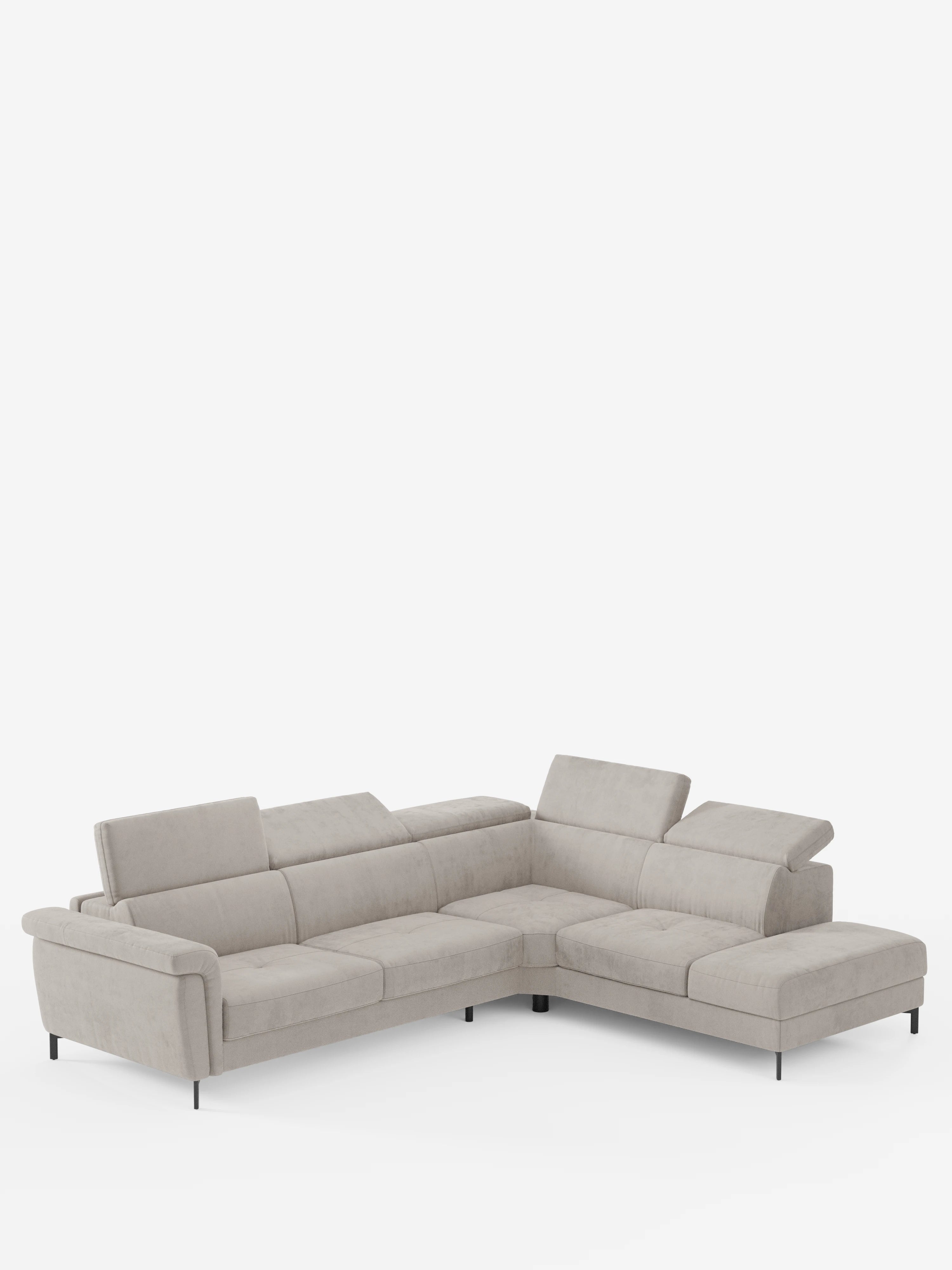 Capri canapé d'angle convertible avec Têtières Réglables et Matelas haute performance en Tissu Effet Velours Détachable T30