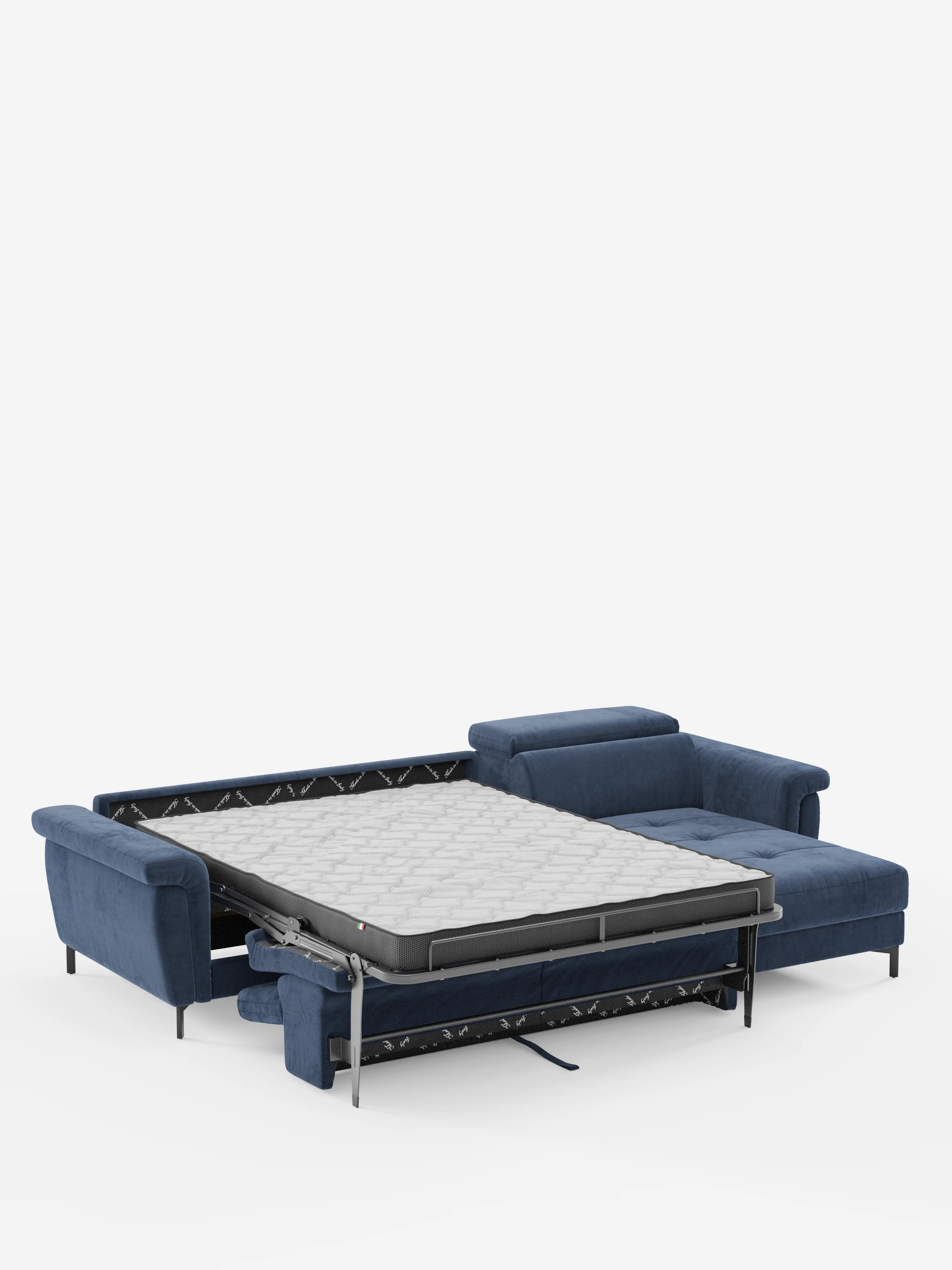 Capri canapé convertible avec méridienne coffre et têtières réglables - Tissu Effet Velours Détachable T30