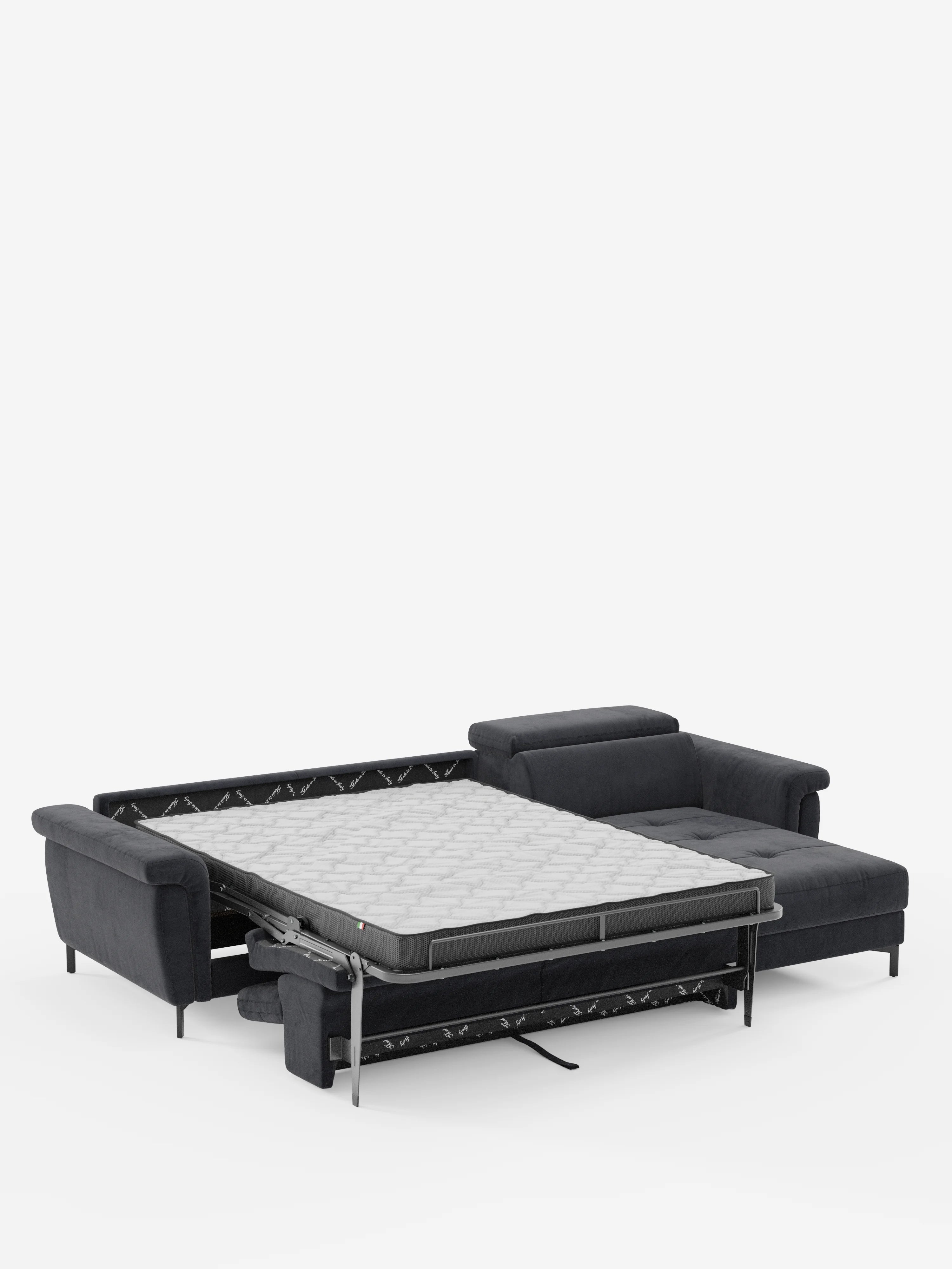 Capri canapé convertible avec méridienne coffre et têtières réglables - Tissu Effet Velours Détachable T30