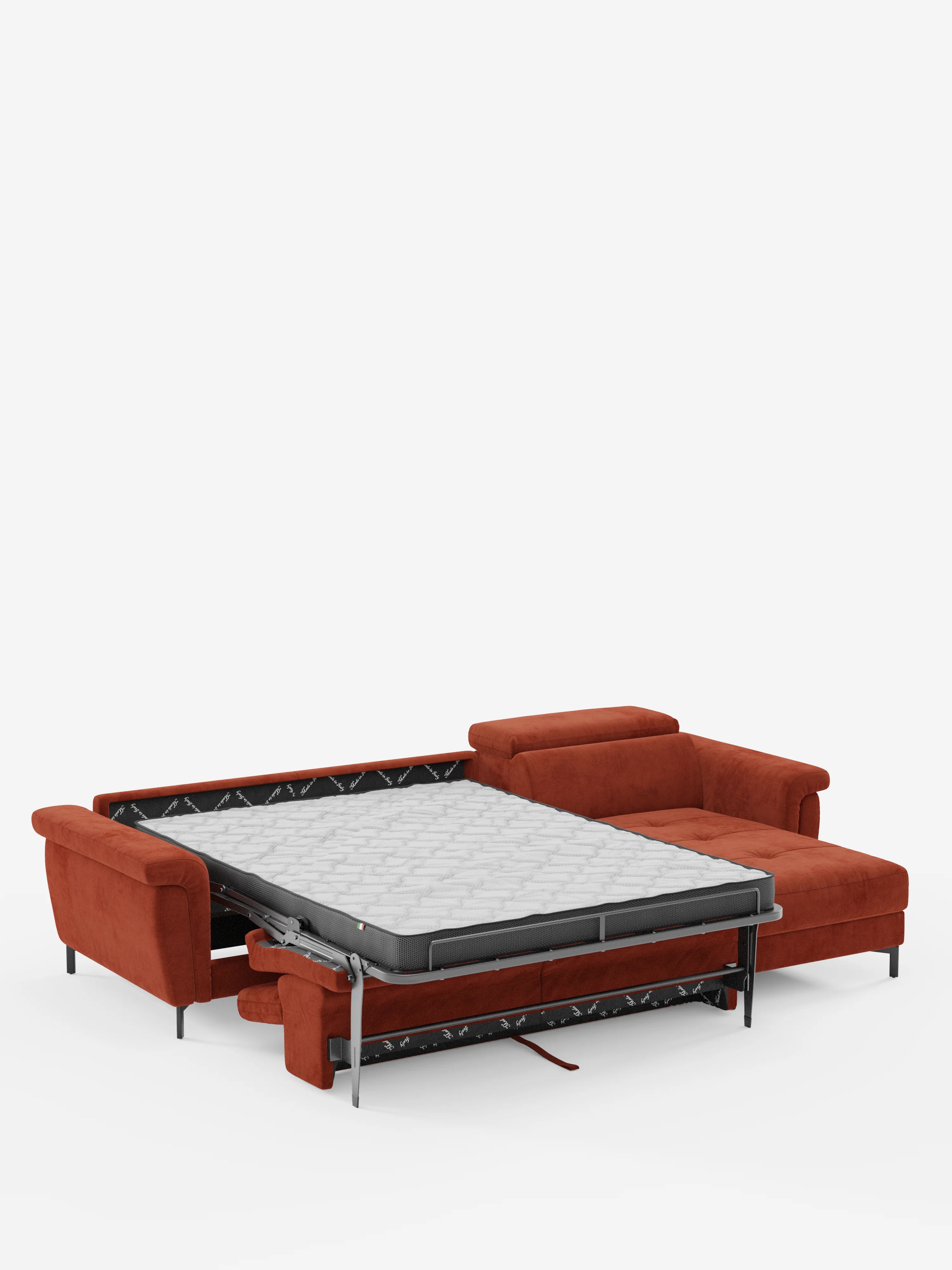 Capri canapé convertible avec méridienne coffre et têtières réglables - Tissu Effet Velours Détachable T30