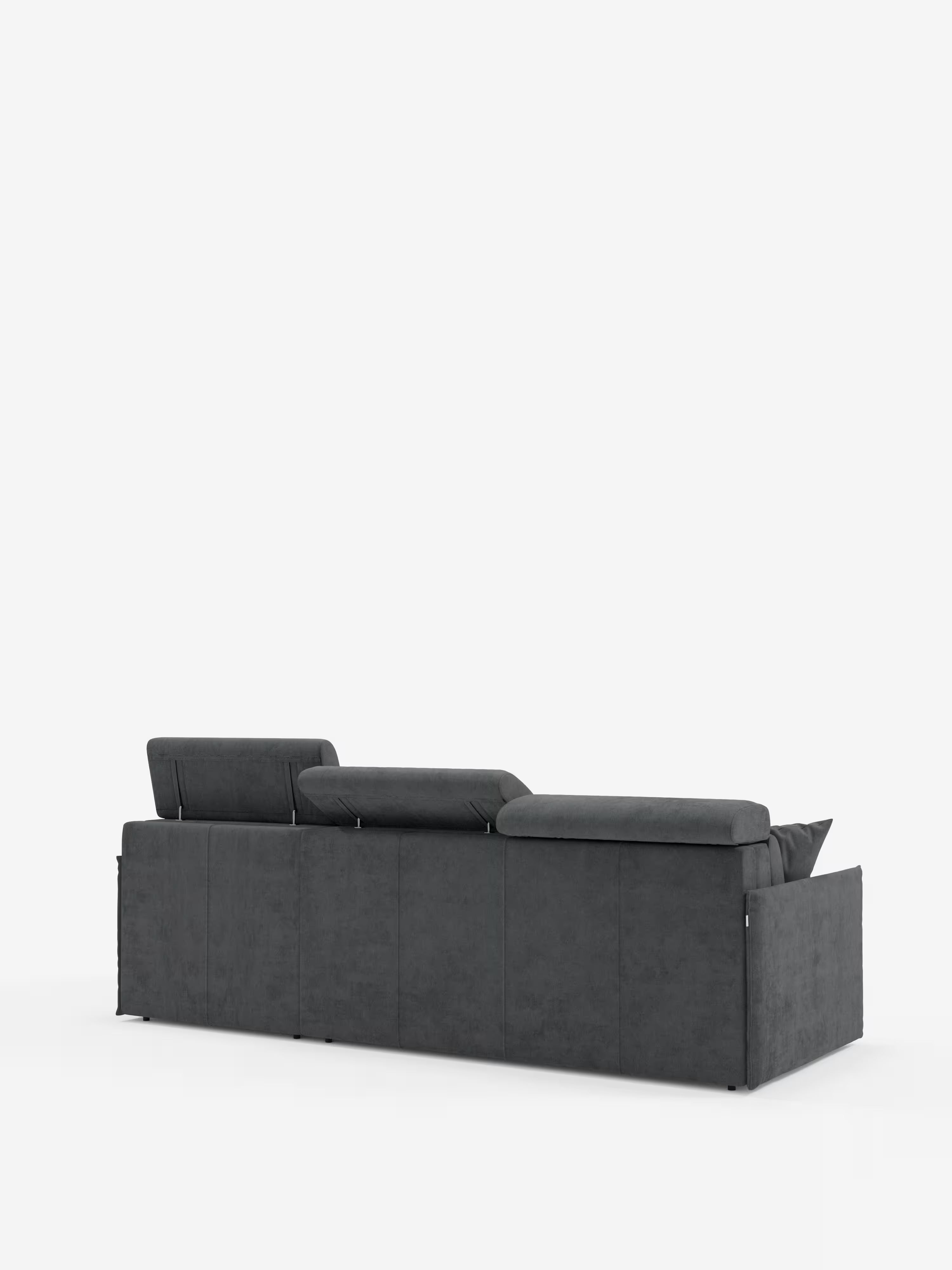 Miryam canapé convertible d'angle compact - têtières inclinables et méridienne coffre en tissu détachable T31
